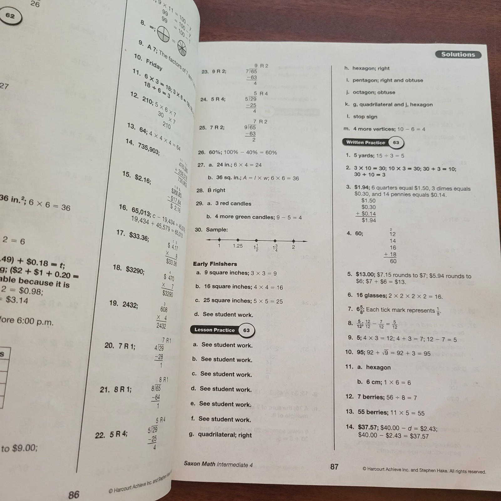 Saxon Intermediate 4th Grade, Student Edition, Tests, Wkbk, Solution, 4 Books