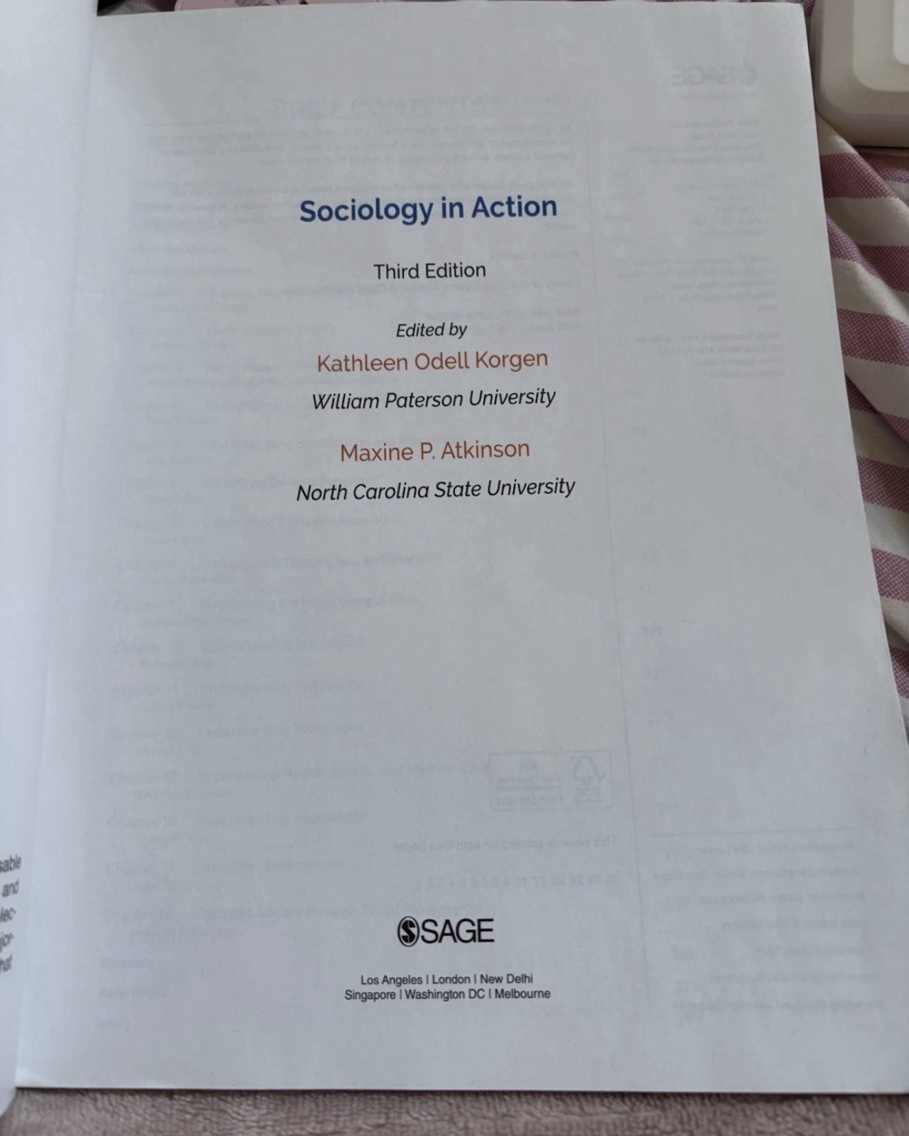 Sociology In Action Third Edition Kathleen O’dell Korgen Used