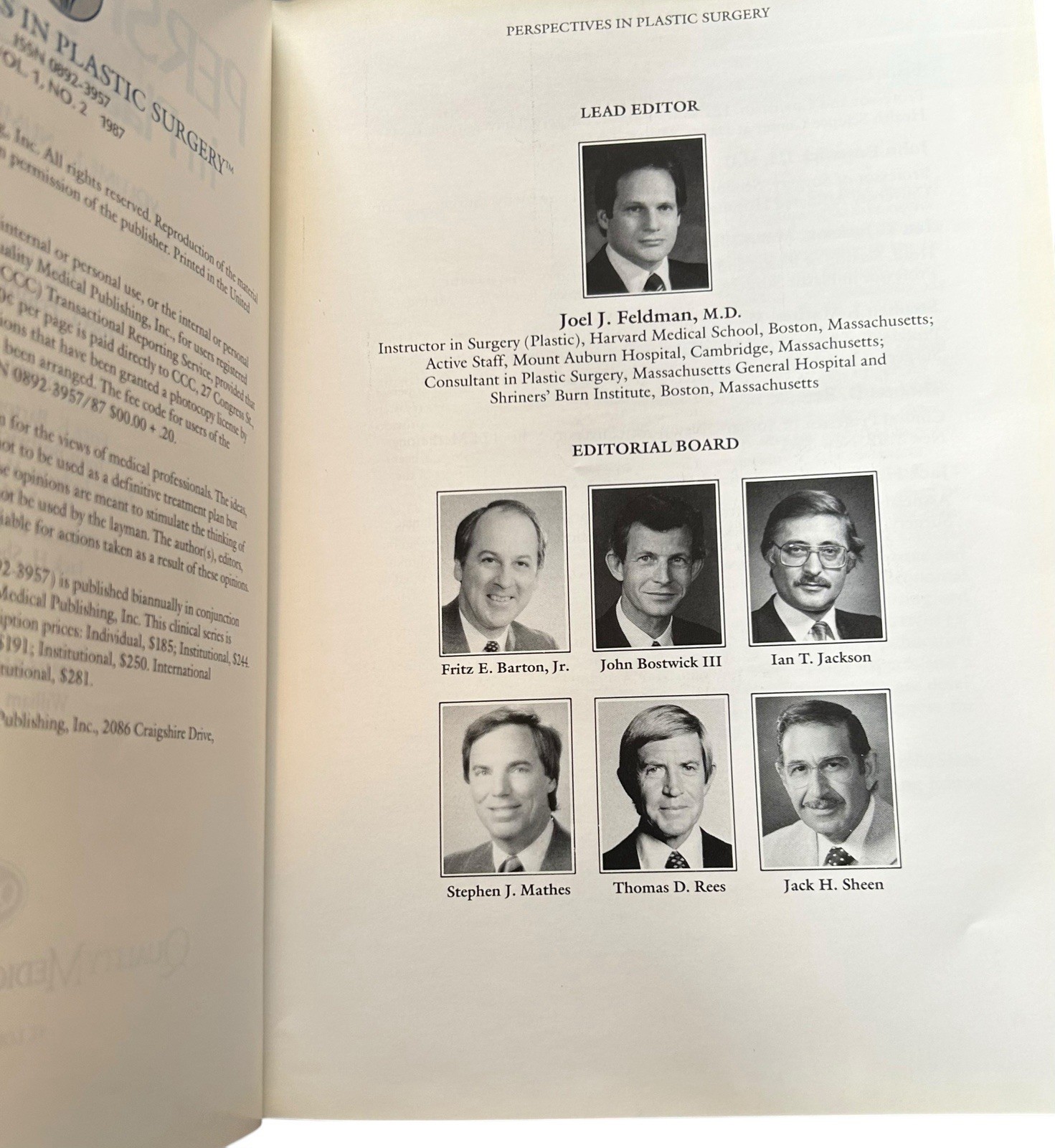 Perspectives In Plastic Surgery Number1 Volumes1-13 &15 Hardcover Book DrFeldman