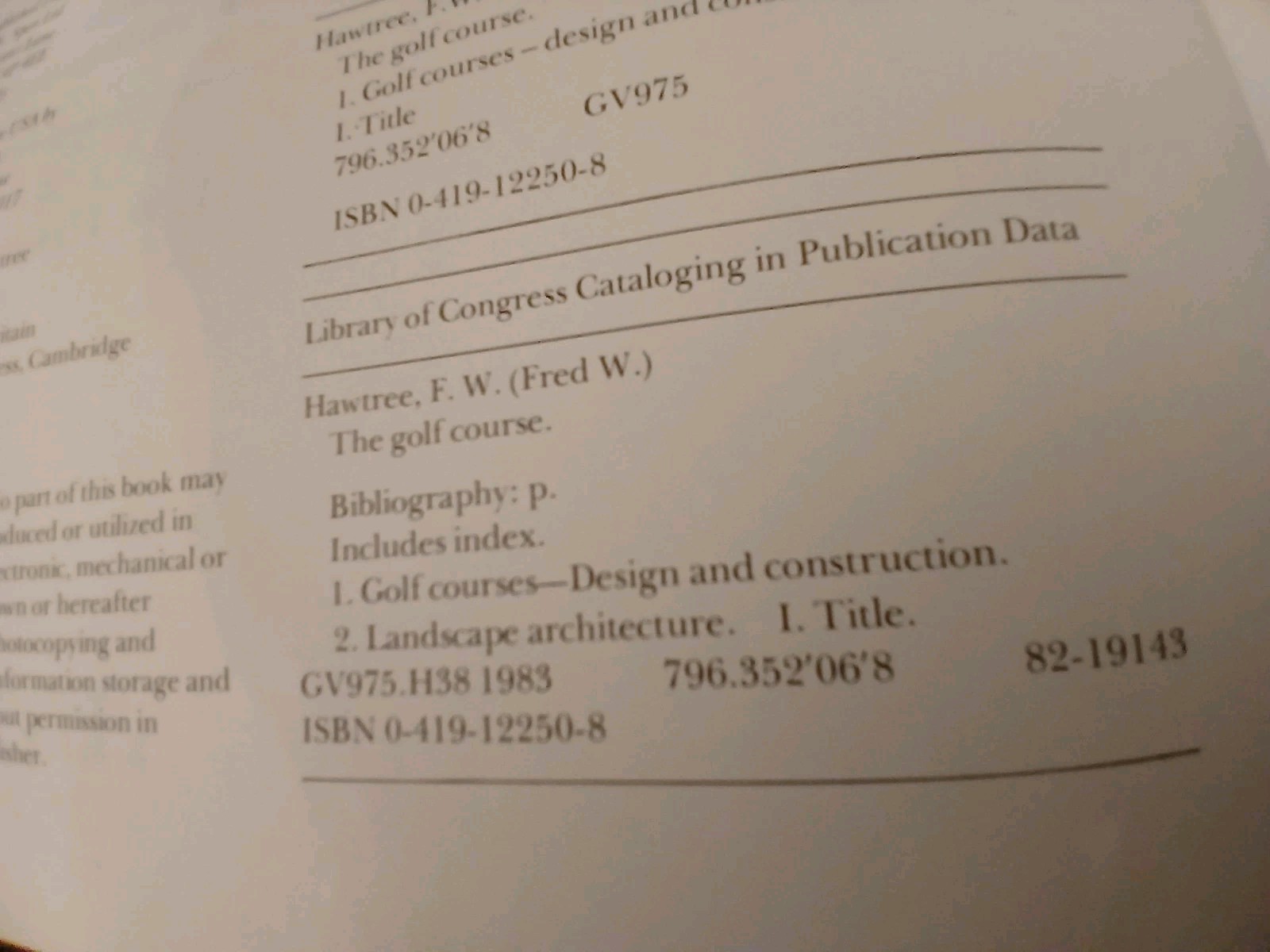 SIGNED Golf Course : Planning, Design, Construction and Management by F. W.