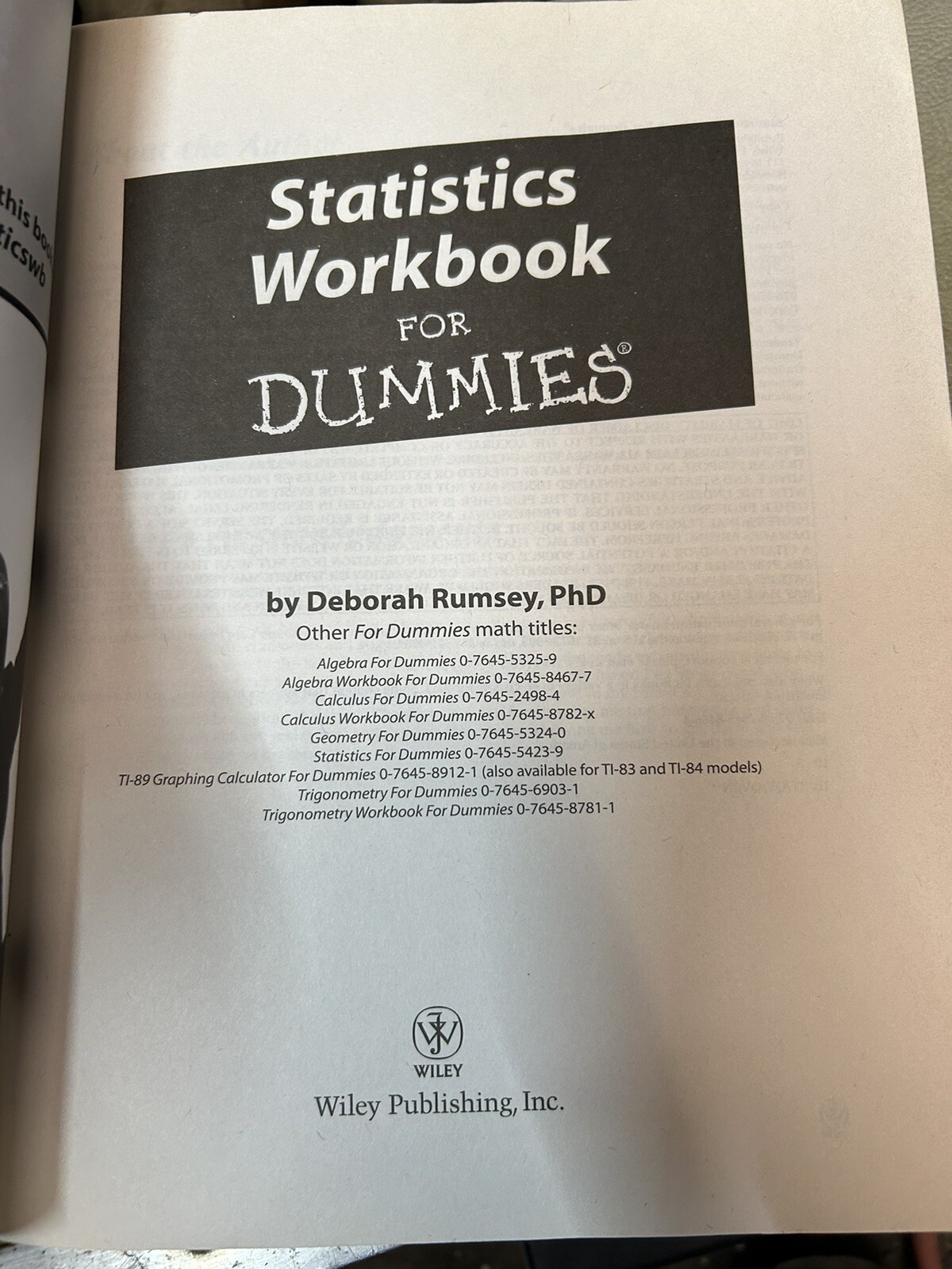 Statistics Workbook for Dummies by Deborah Rumsey (2005, Trade Paperback)