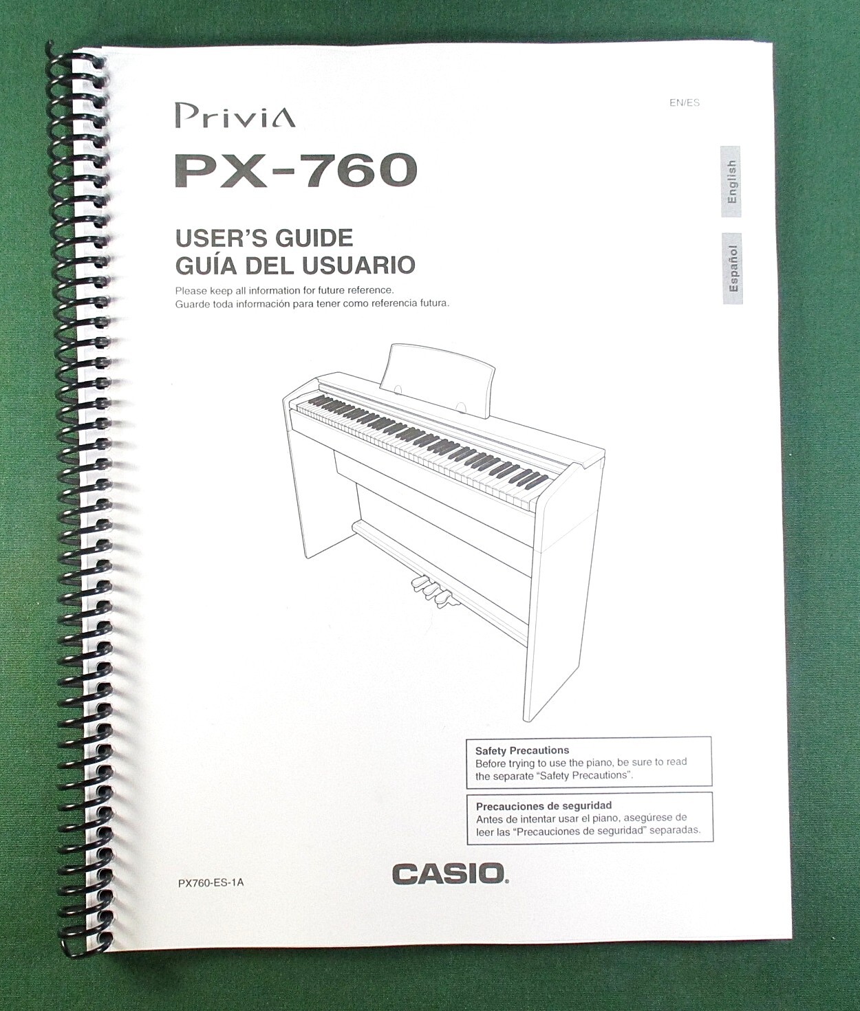 Casio PX-760 Instruction Manual: 50 Pages Coil Bound & Protective Covers!