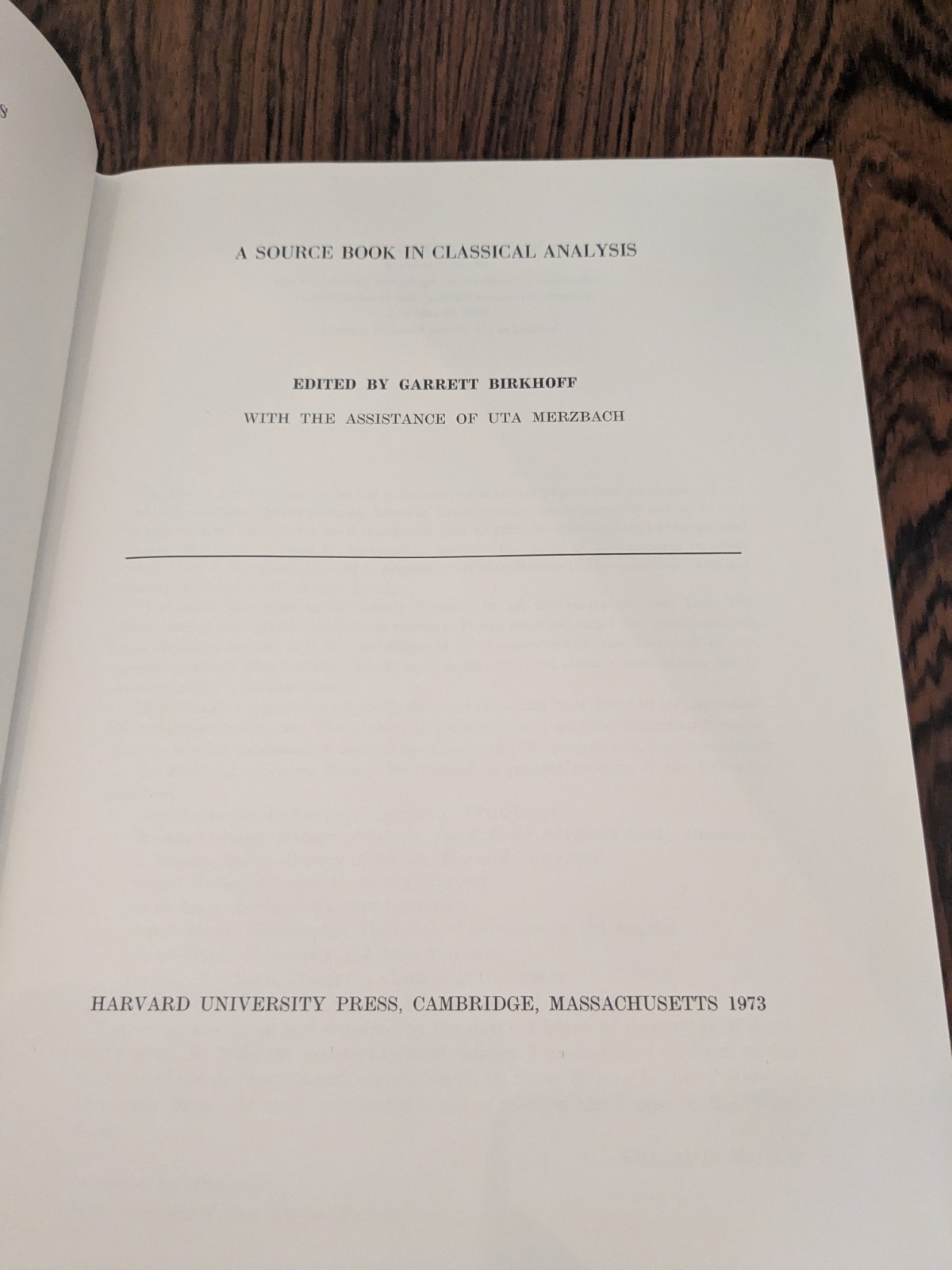 A Source Book in Classical Analysis by Garrett Birkhoff | 1973 | Hardcover DJ