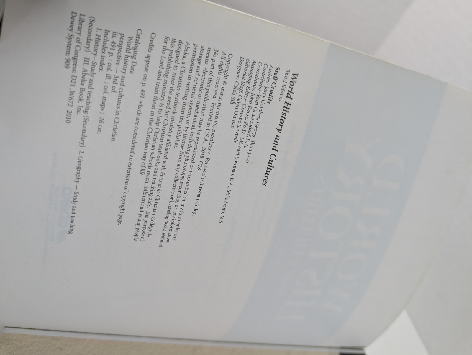 Lot 4 Abeka World History and Cultures 3rd Edition Text Teacher Keys/Answer Keys