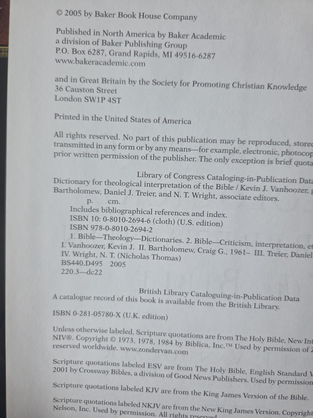 Dictionary for Theological Interpretation of the Bible Hardcover