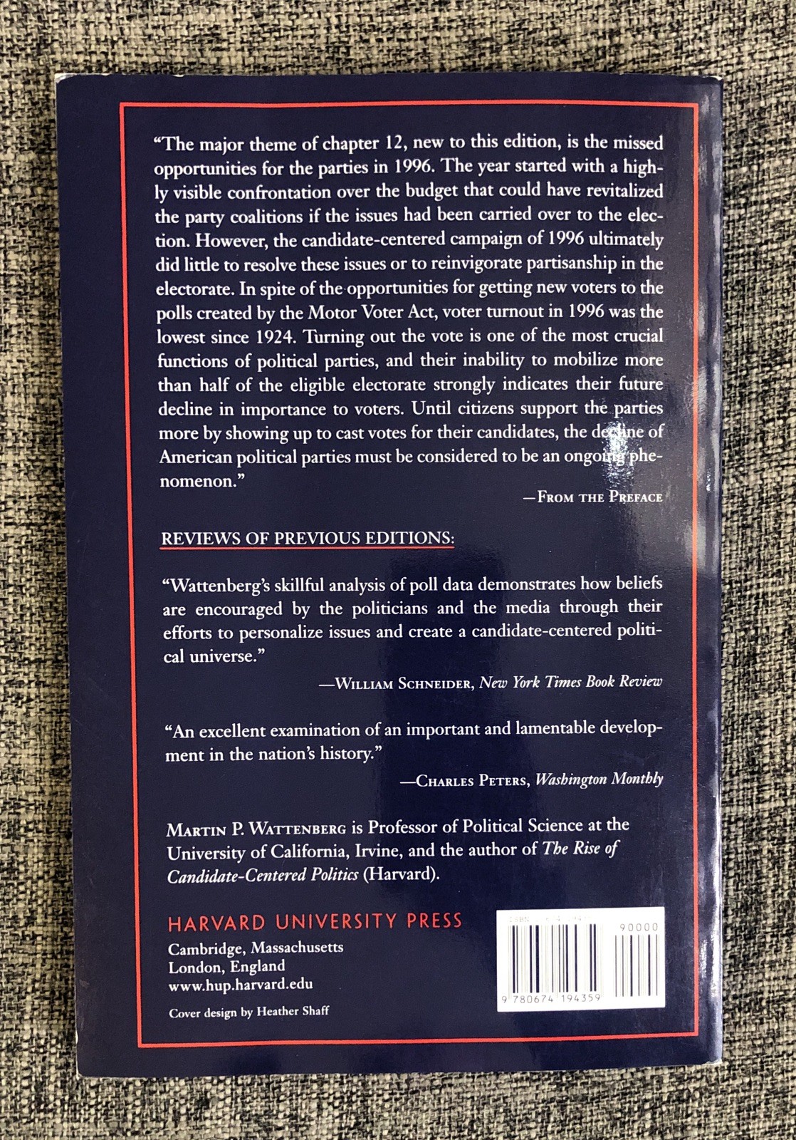 The Decline of American Political Parties 1952-1996: 5Ed by Martin P. Wattenberg