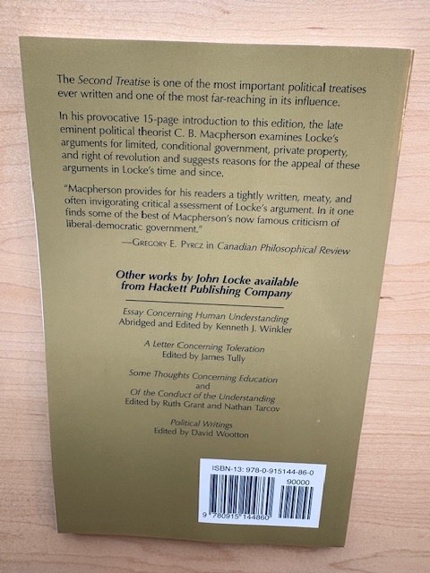Hackett Classics Ser.: Second Treatise of Government by John Locke BRAND NEW