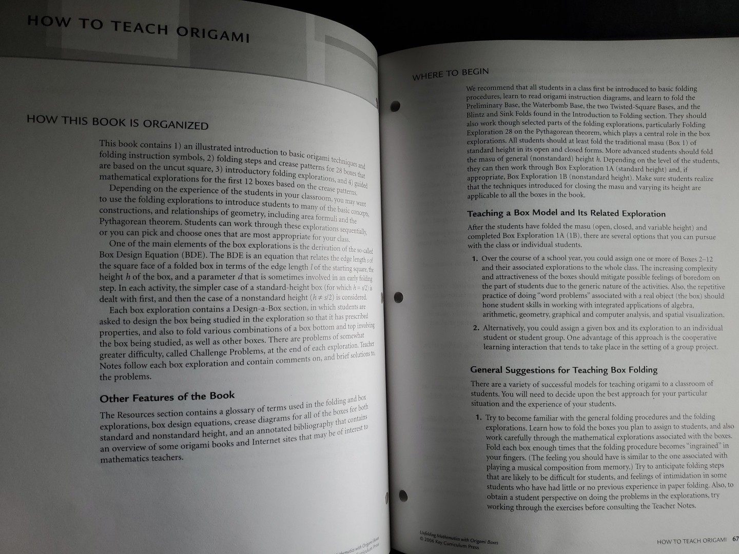 Unfolding Mathematics with Origami Boxes Tubis Signed 2006 Math Workbook