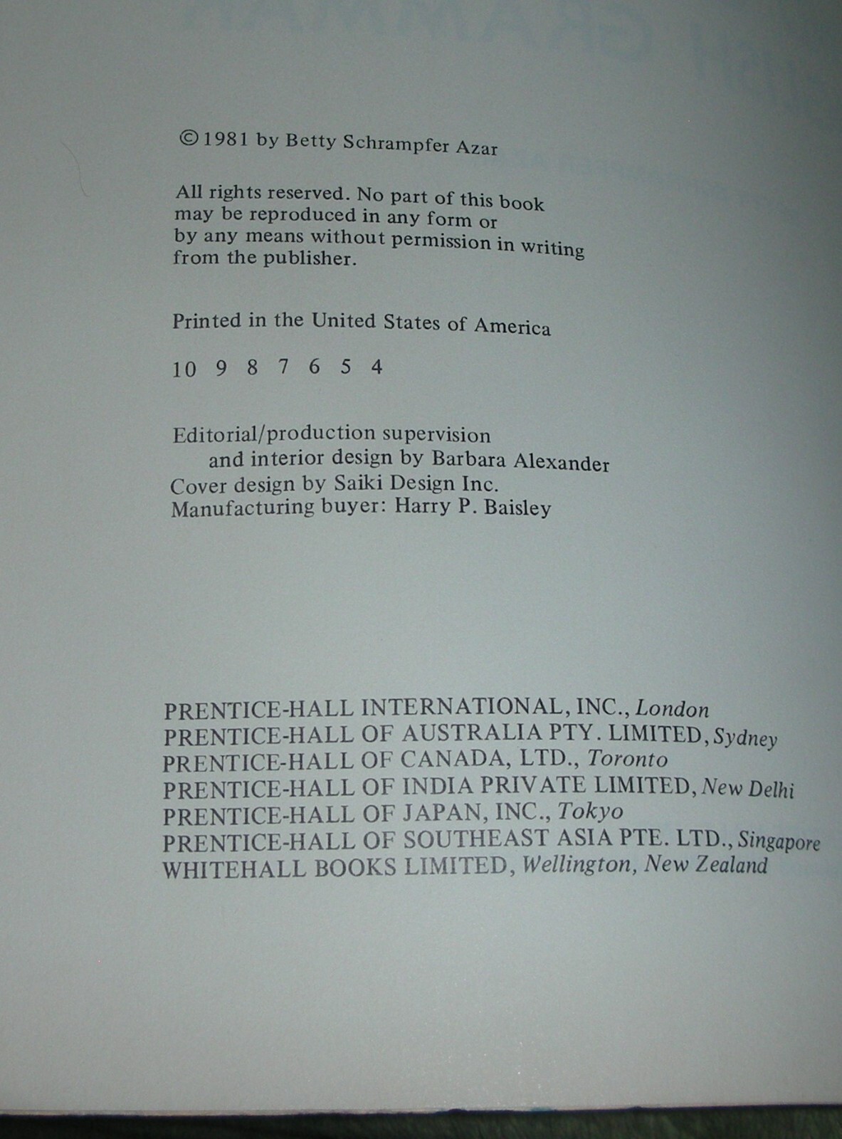 Understanding and Using English Grammar by Betty S. Azar 1981 Paperback