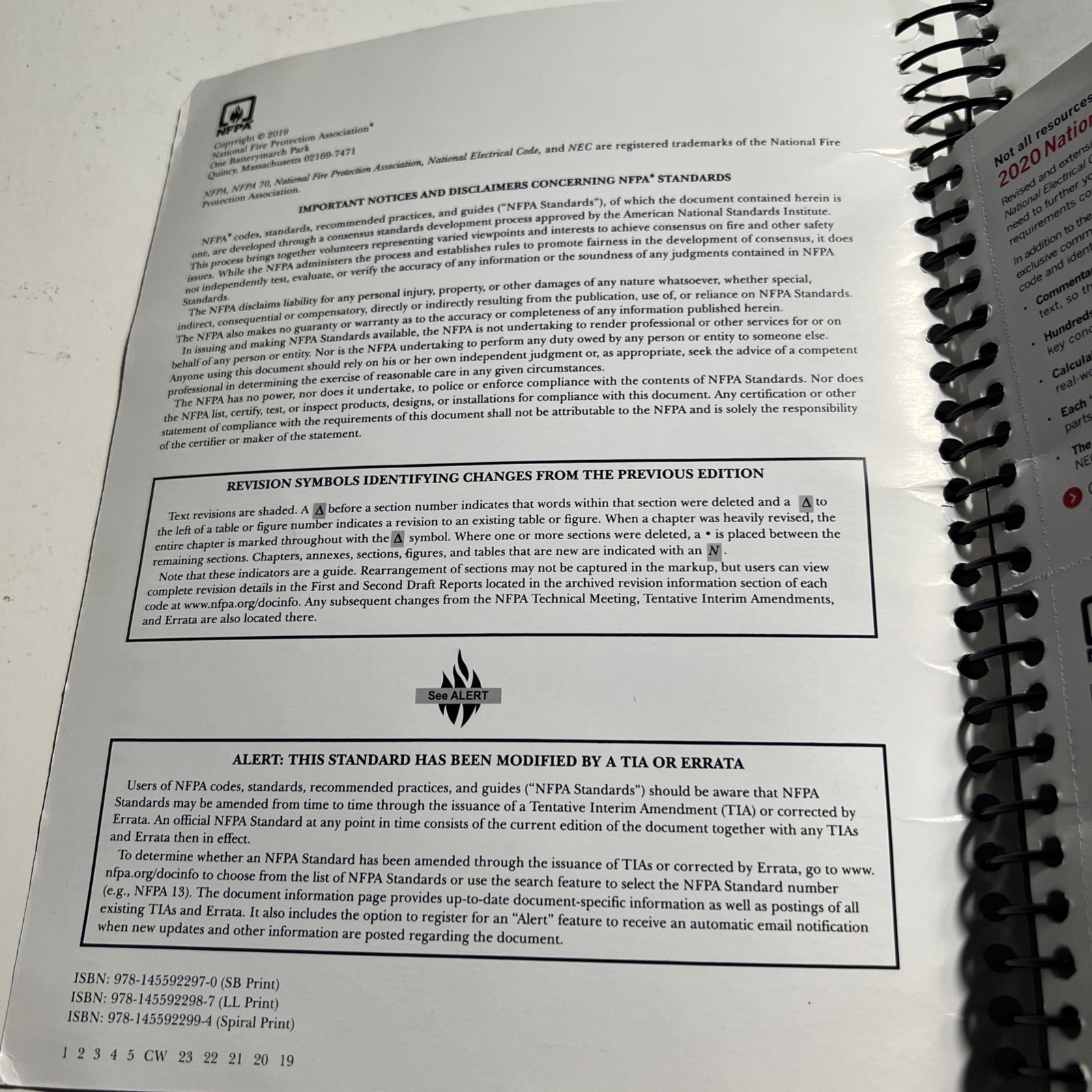 NFPA 70 National Electrical Code NEC 2020 Spiral Bound Book VG