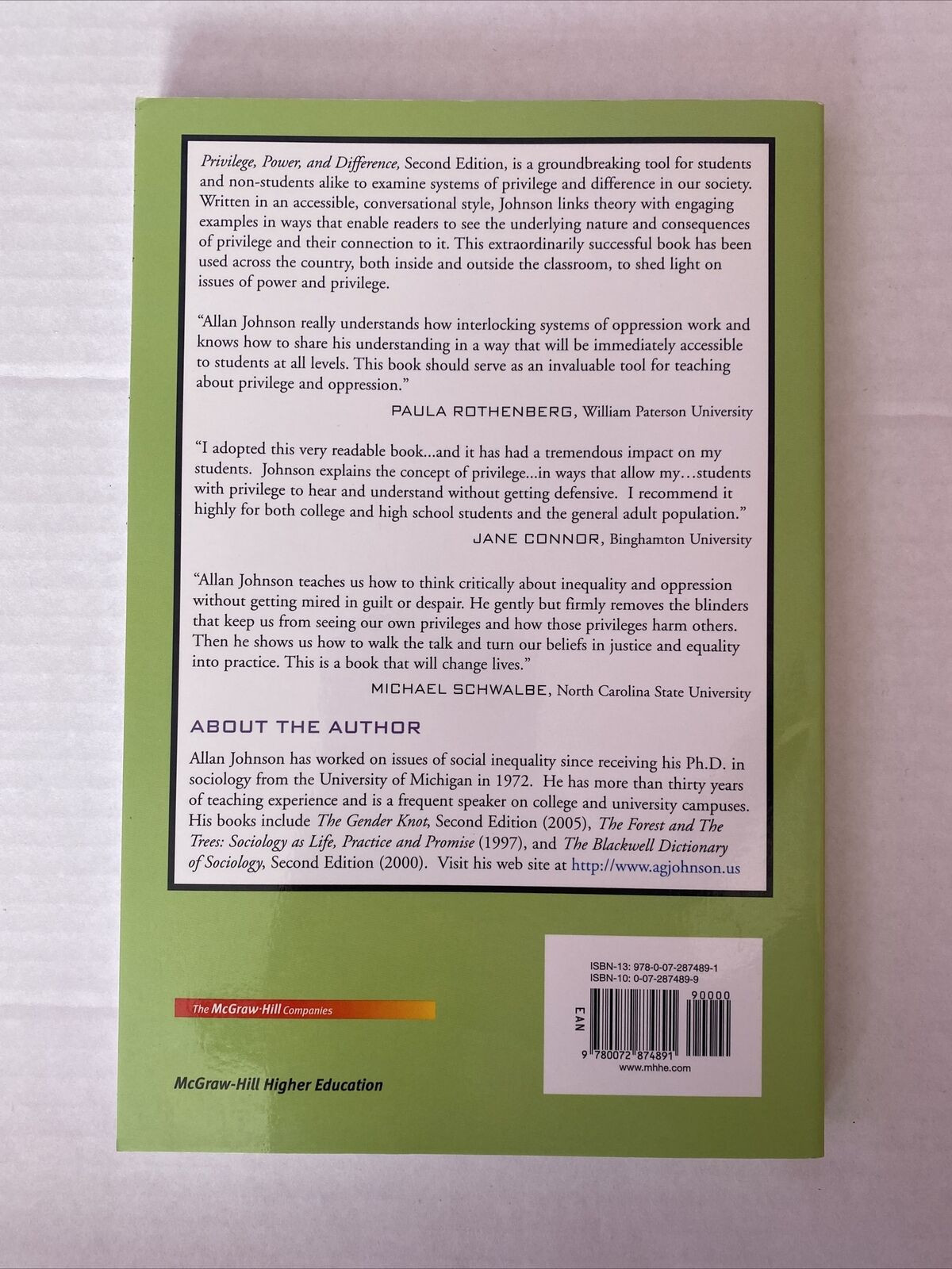 Privilege Power & Difference Allan G Johnson Hardcover Book