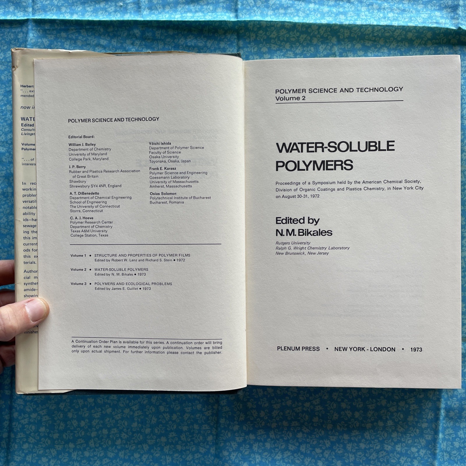 Water-Soluble Polymers, Volume 2 by N.M. Bikales (1973 Vintage HCDJ 424 Pages)