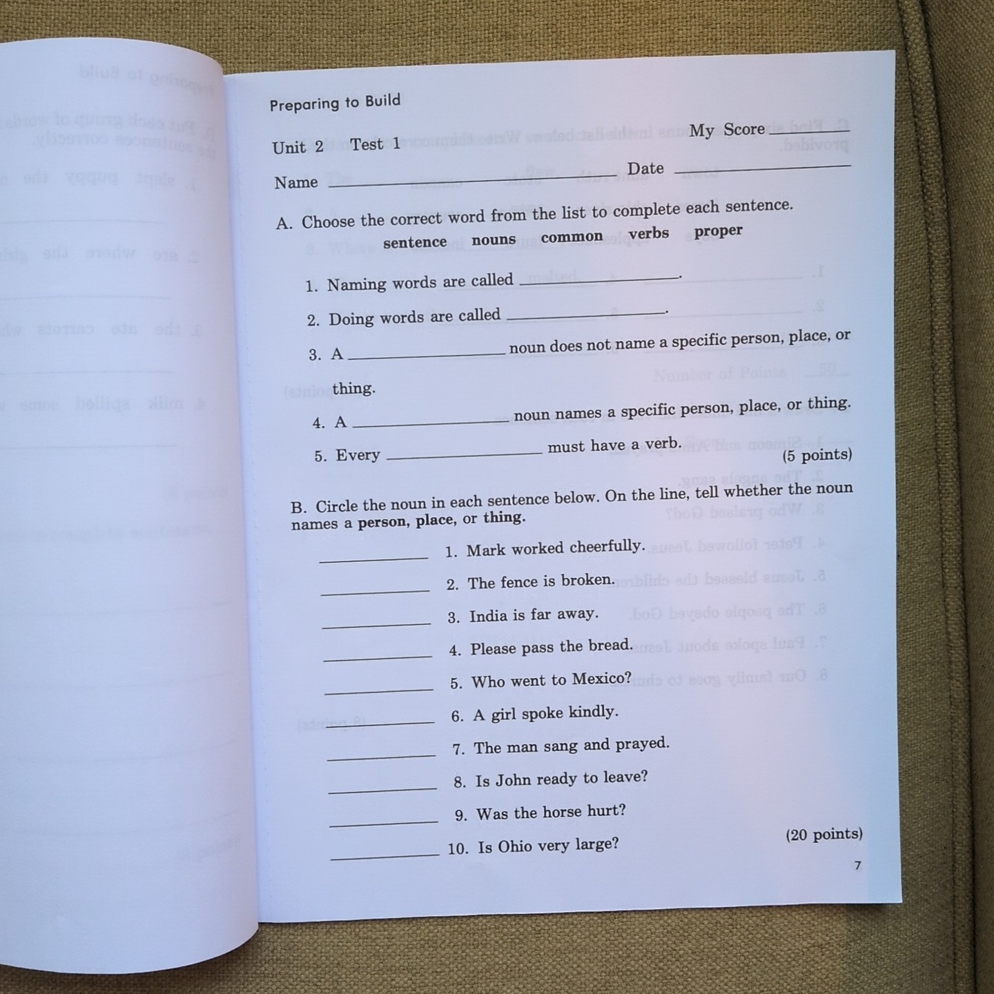 UNUSED Rod and Staff: Preparing to Build English 2 Book And Test Booklet Grammar
