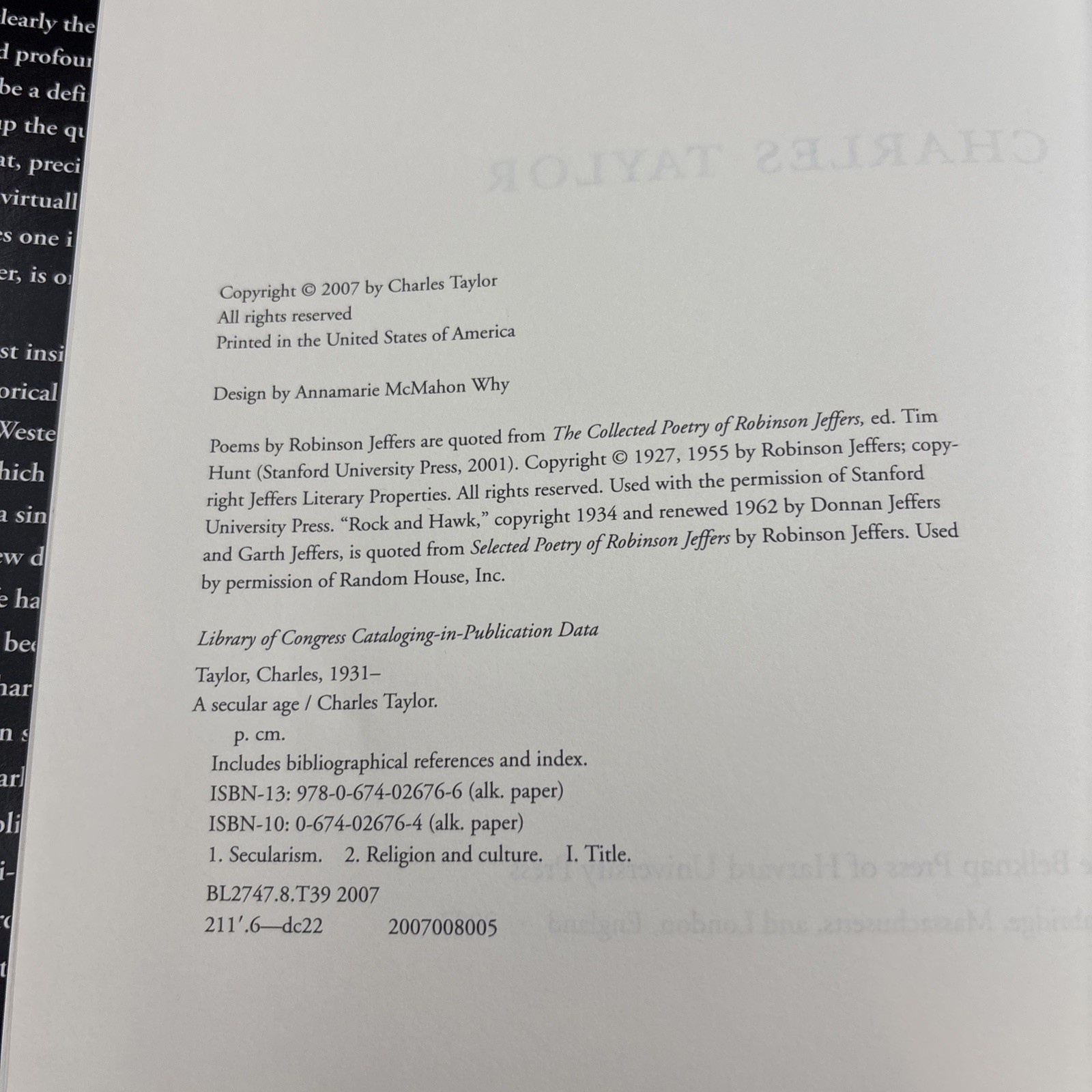 A Secular Age – Hardcover By Taylor, Charles – GOOD HCDJ