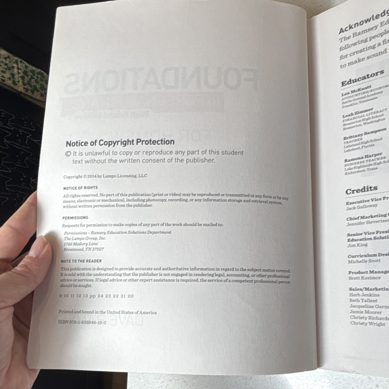 Foundations in Personal Finance High School Homeschool PB 2014 Dave Ramsey