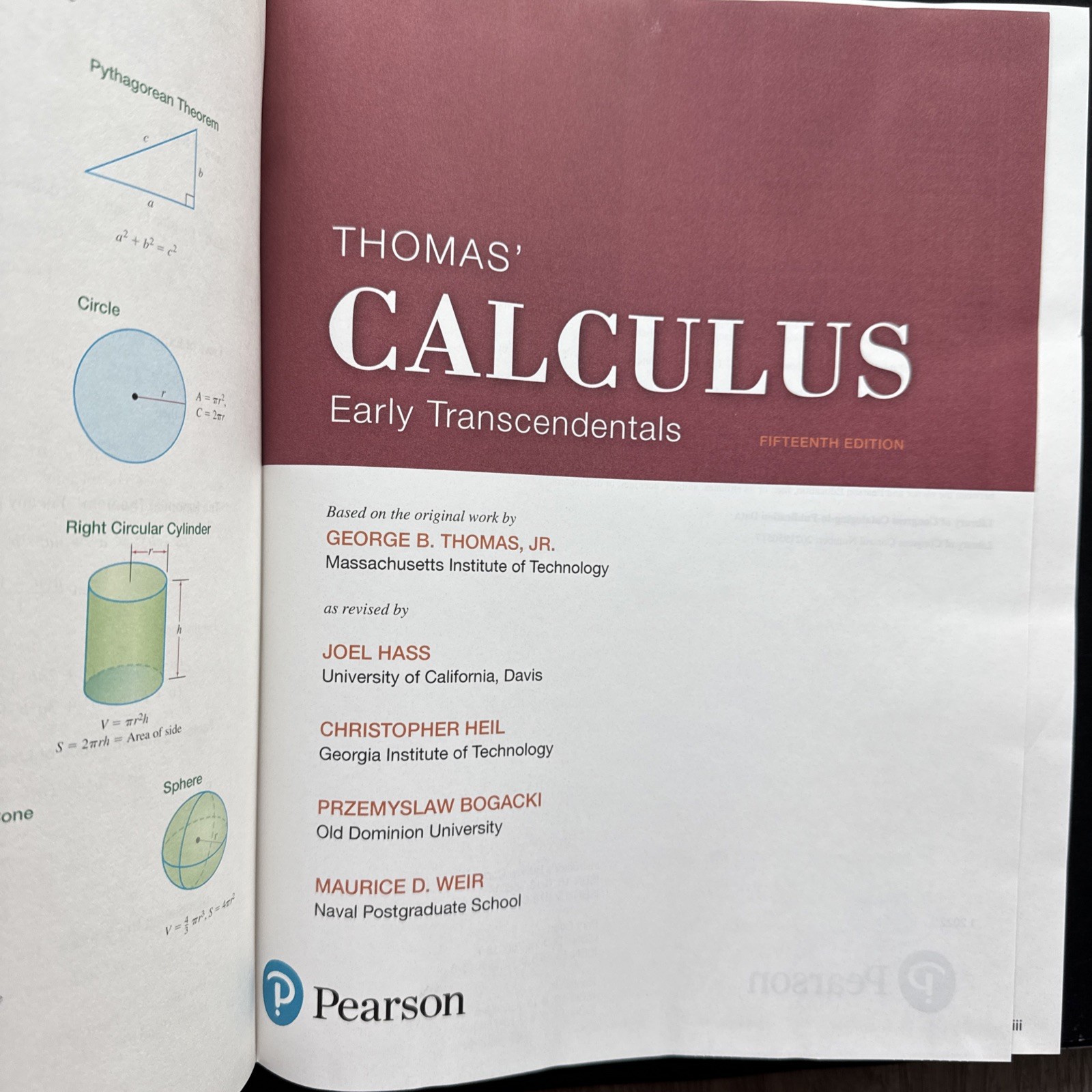 Thomas Calculus : Early Transcendentals by Hass 15th HARDCOVER Rental Edition