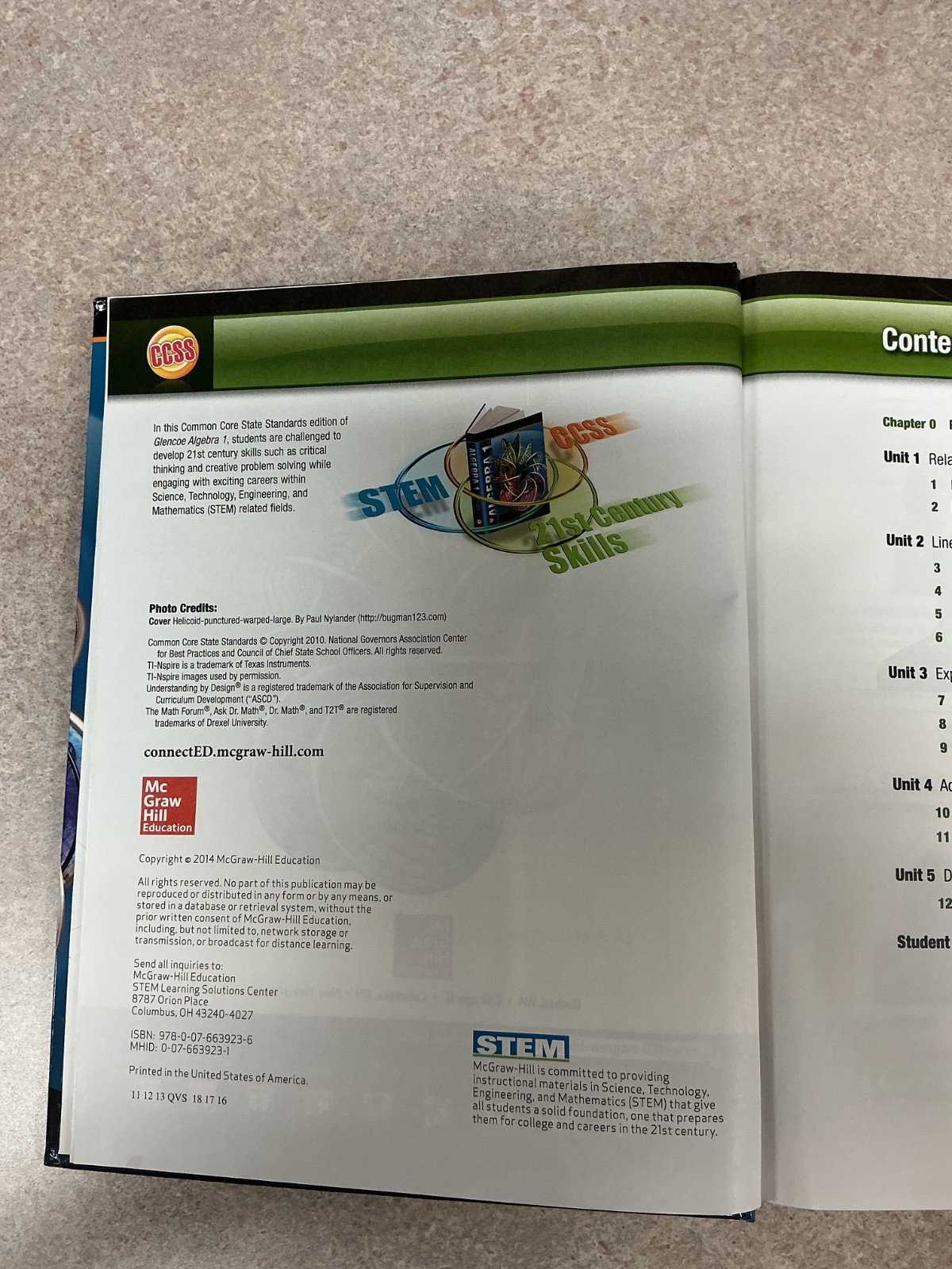 Glencoe Algebra 1 Common Core Edition Algebra Hardcover by McGraw Hill Education