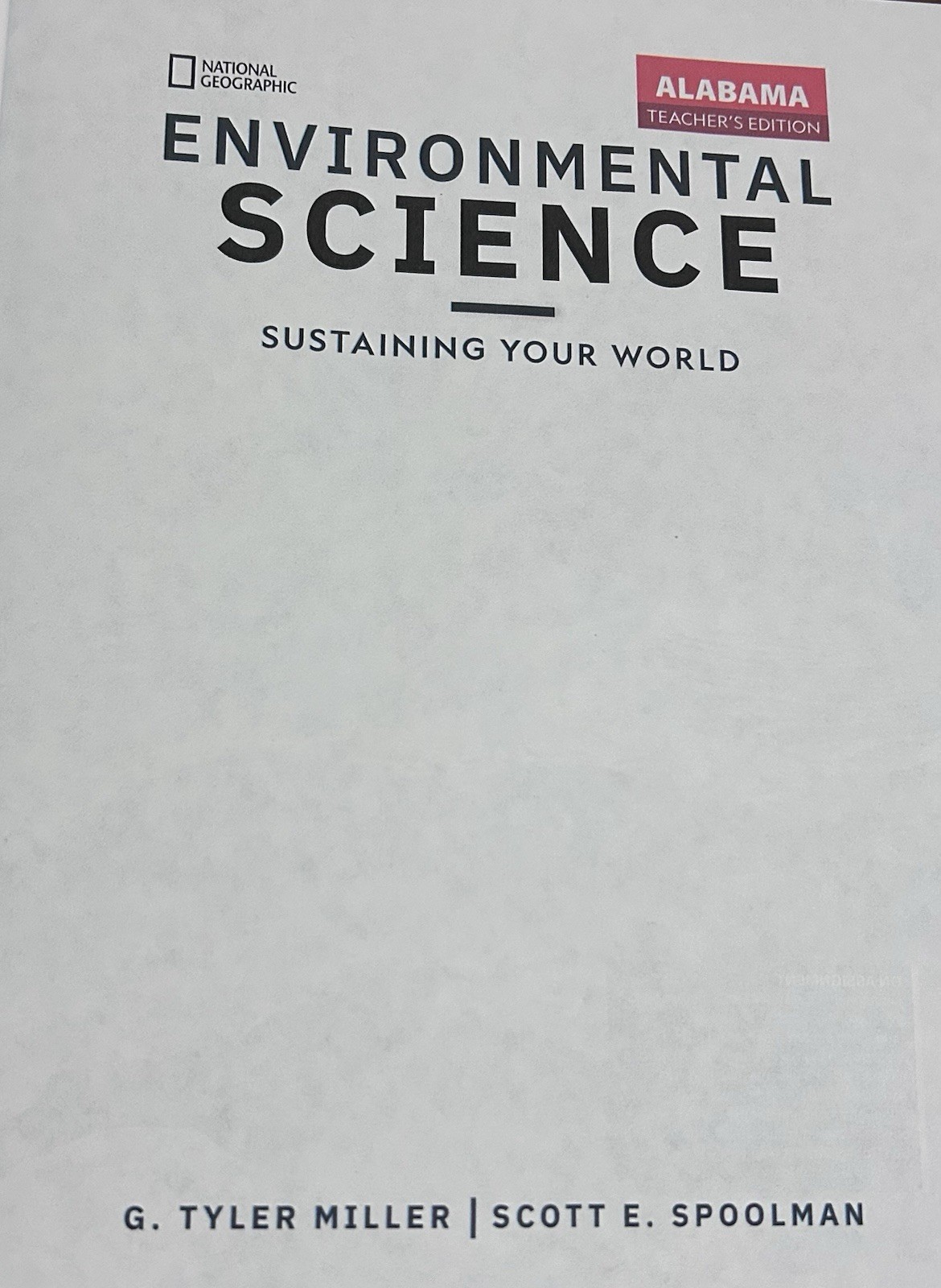 National Geographic Environmental Science Teacher’s Edition Alabama Revised2024