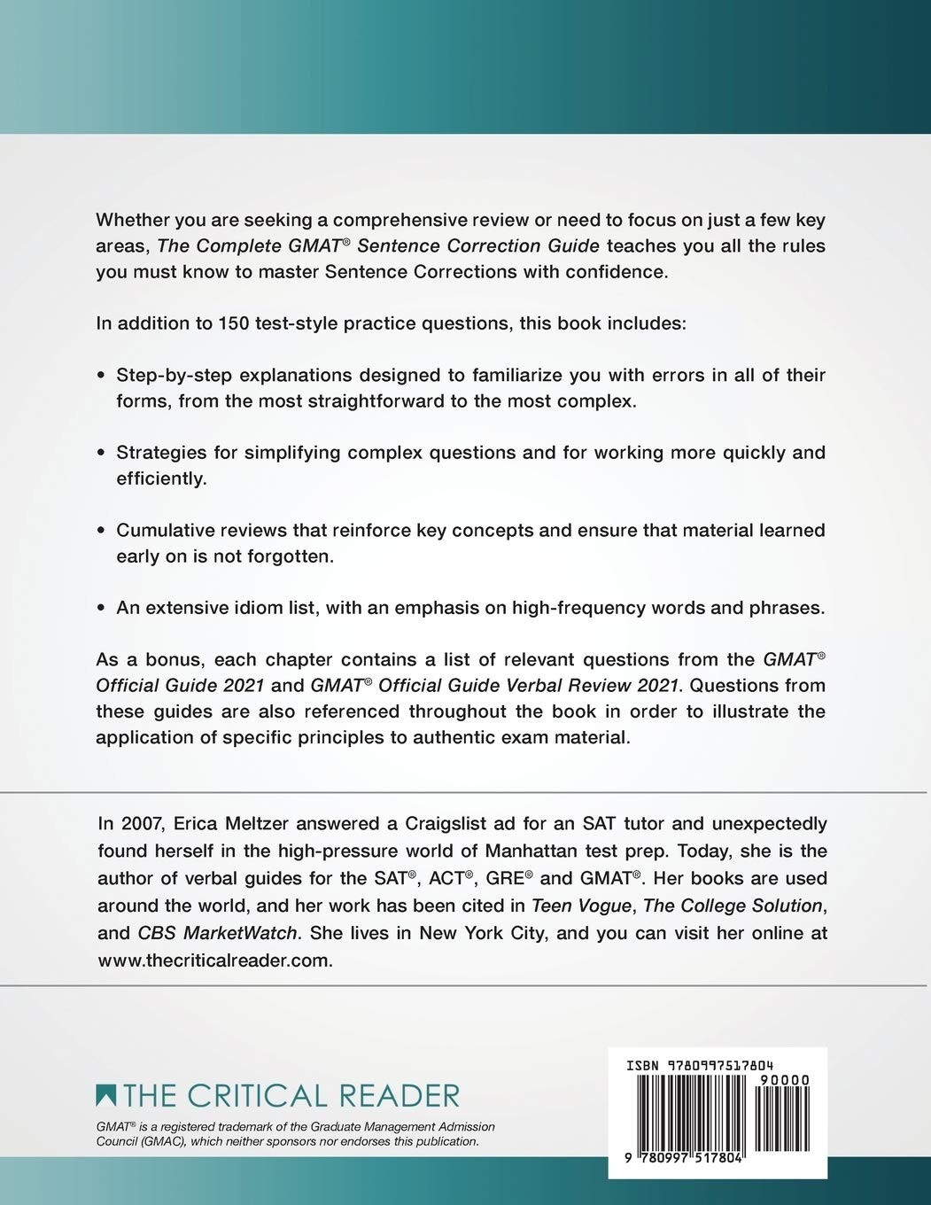 The Complete GMAT Sentence Correction Guide by Erica L. Meltzer (2016, Trade…