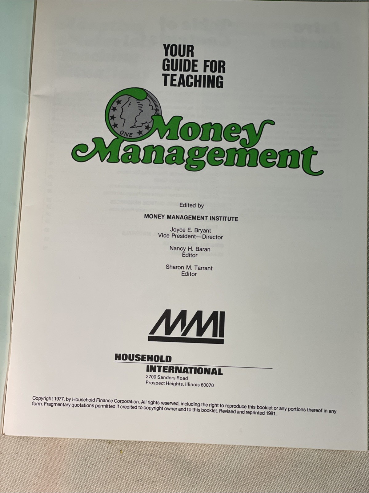 x2 Vintage 1977 Teaching Guide For Money Management By Household International