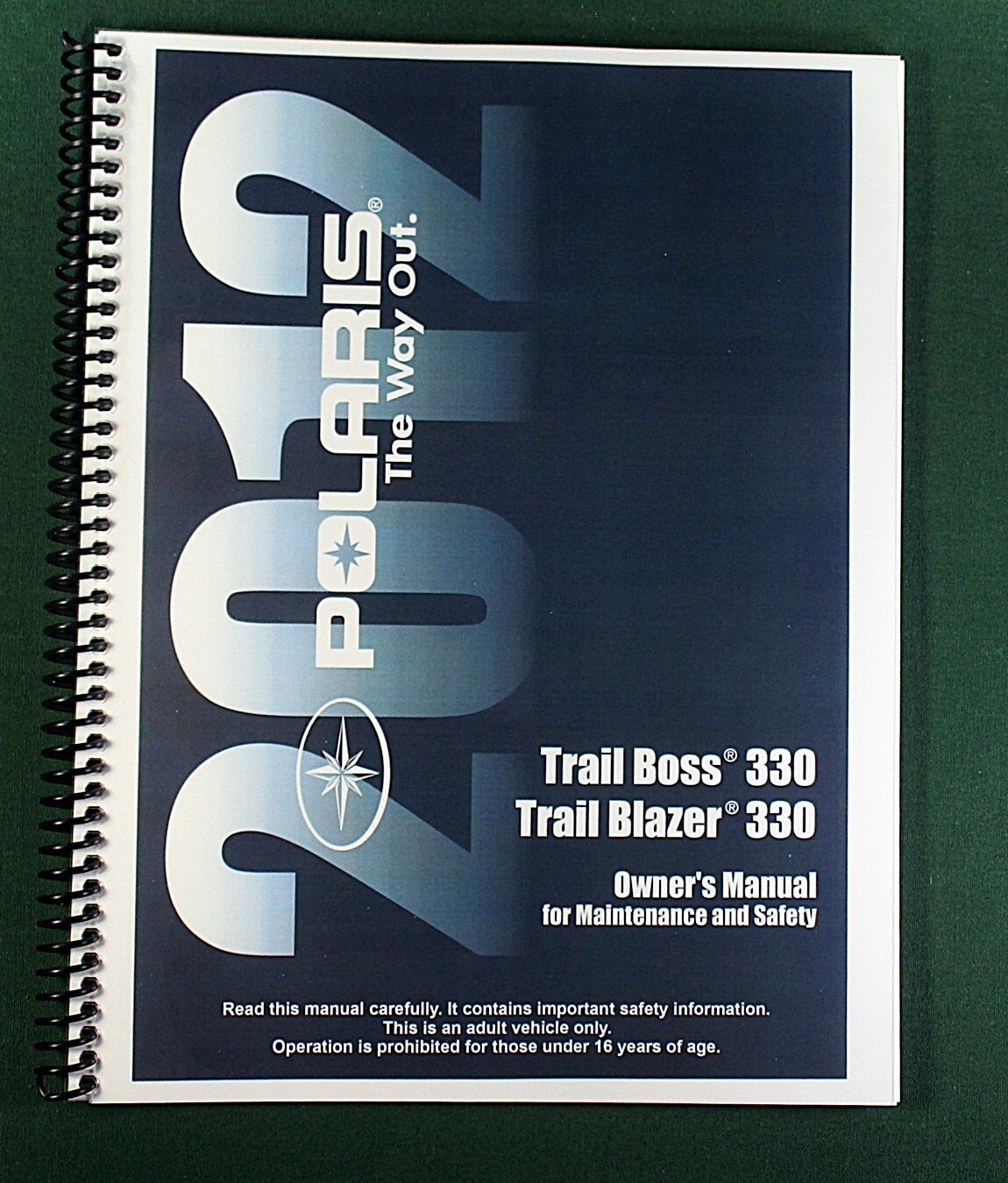 2012 Polaris Trail Boss 330 ATV Owner’s Manual: 129 Pages & Protective Covers!