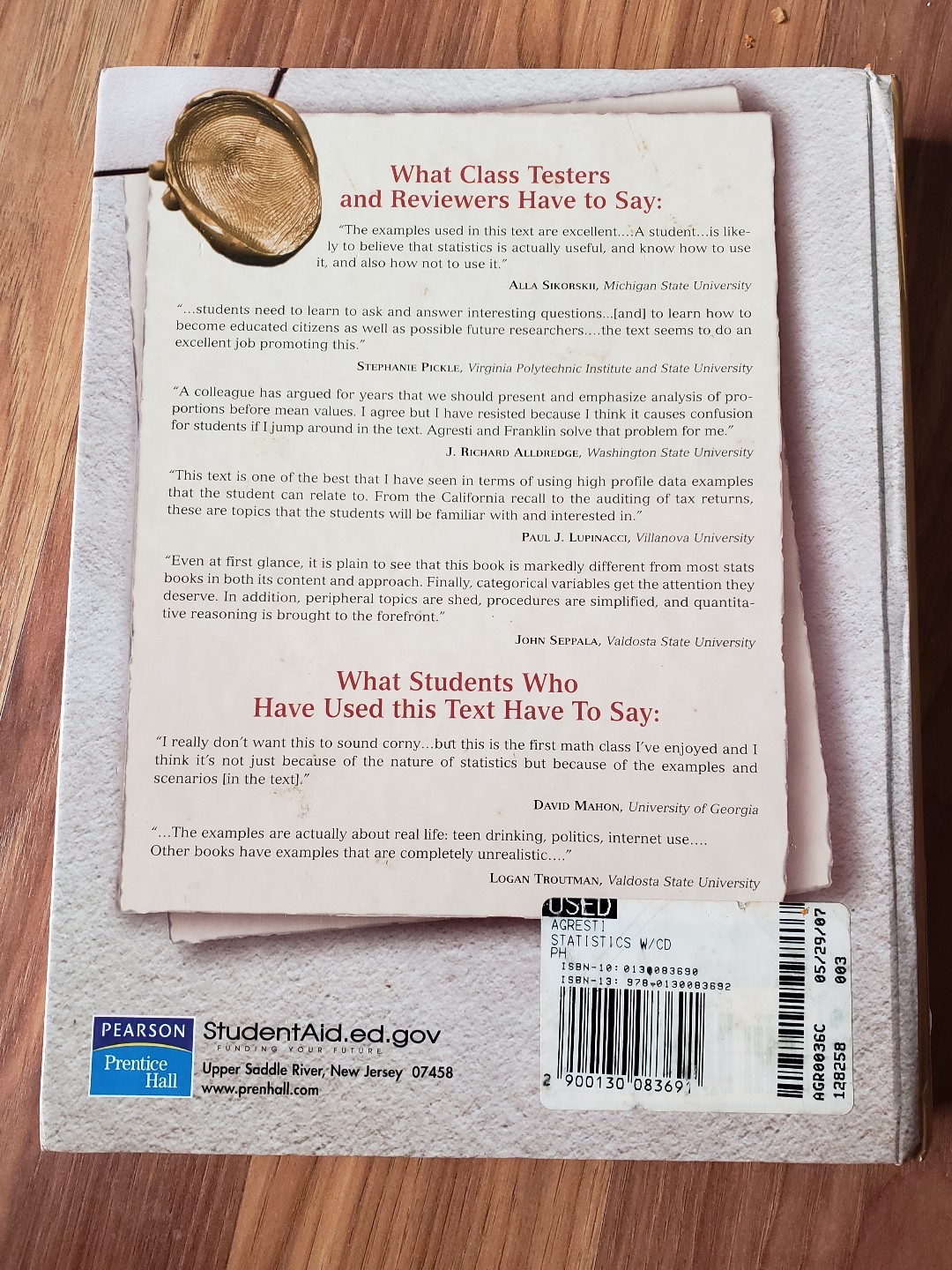 Statistics : The Art and Science of Learning from Data instructors edition