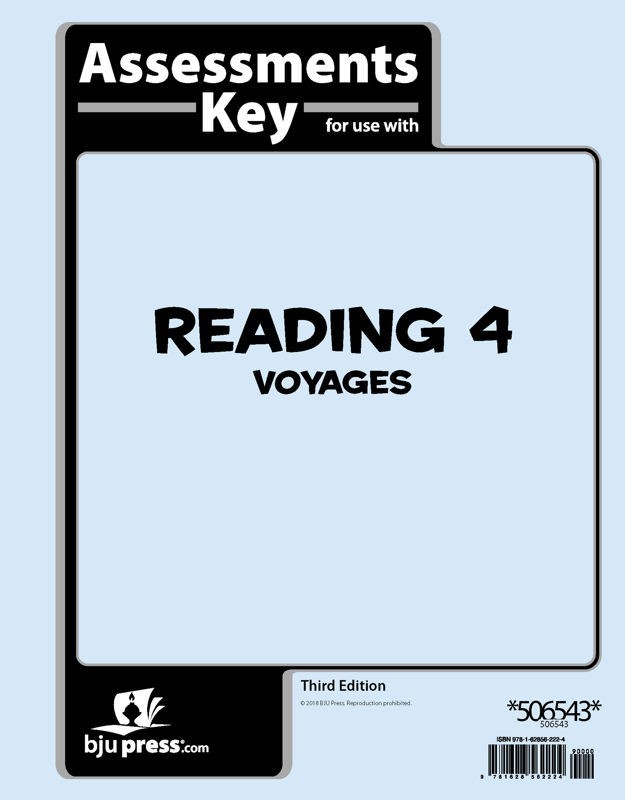 BJU Press – Reading 4 Assessments (Tests) Answer Key (3rd ed.) 506543