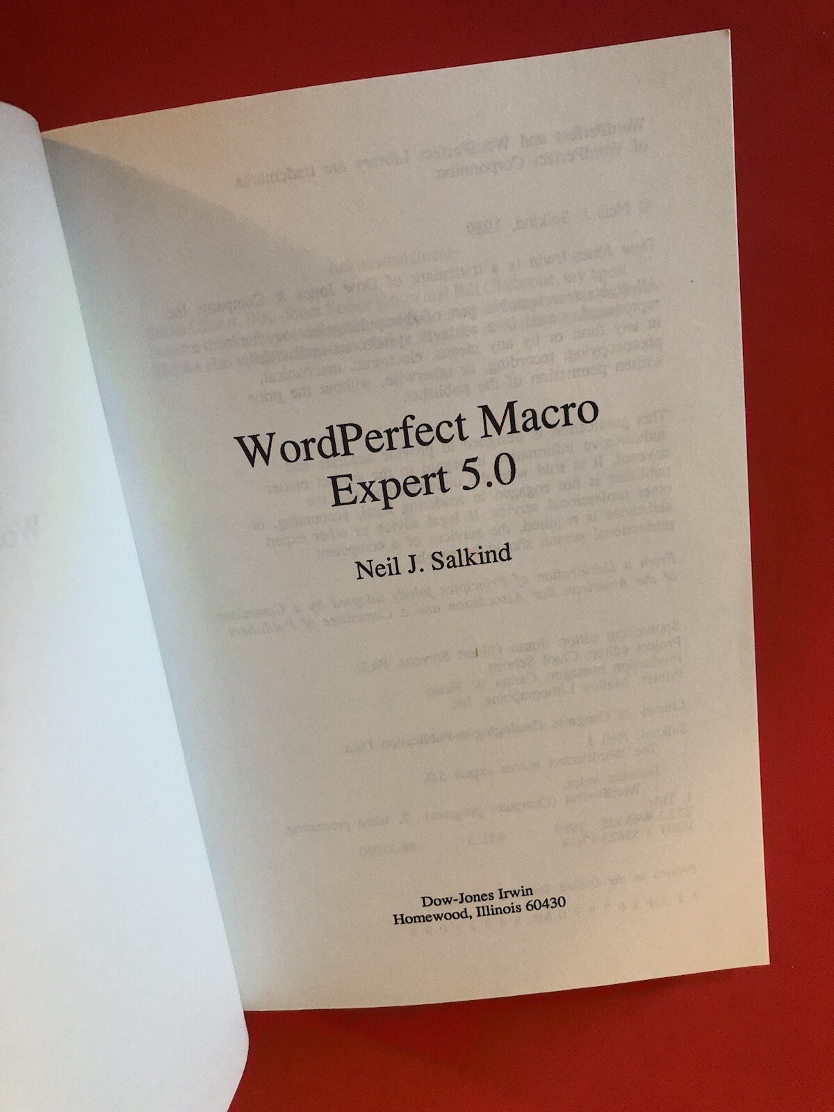 VINTAGE WordPerfect 5.0 Macro Expert by Neil J. Salkind 1989 PB Dow-Jones Irwin