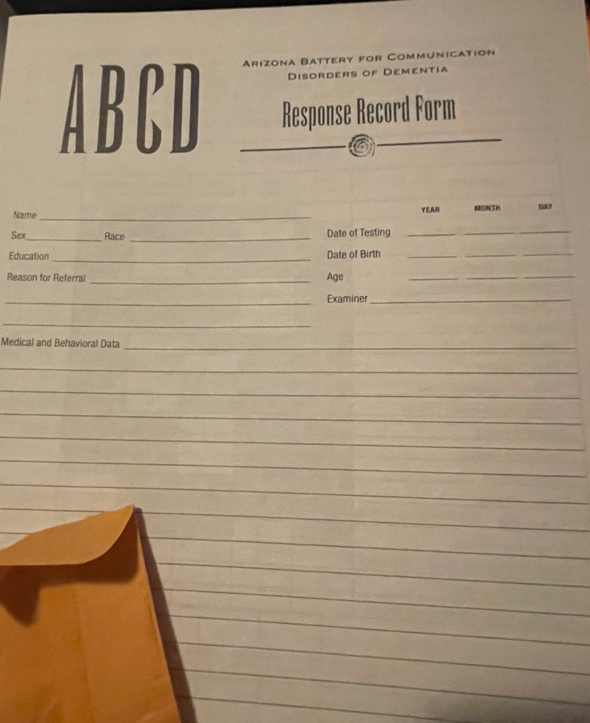 Complete KIT – ABCD Arizona Battery For Communication Disorders of Dementia Used