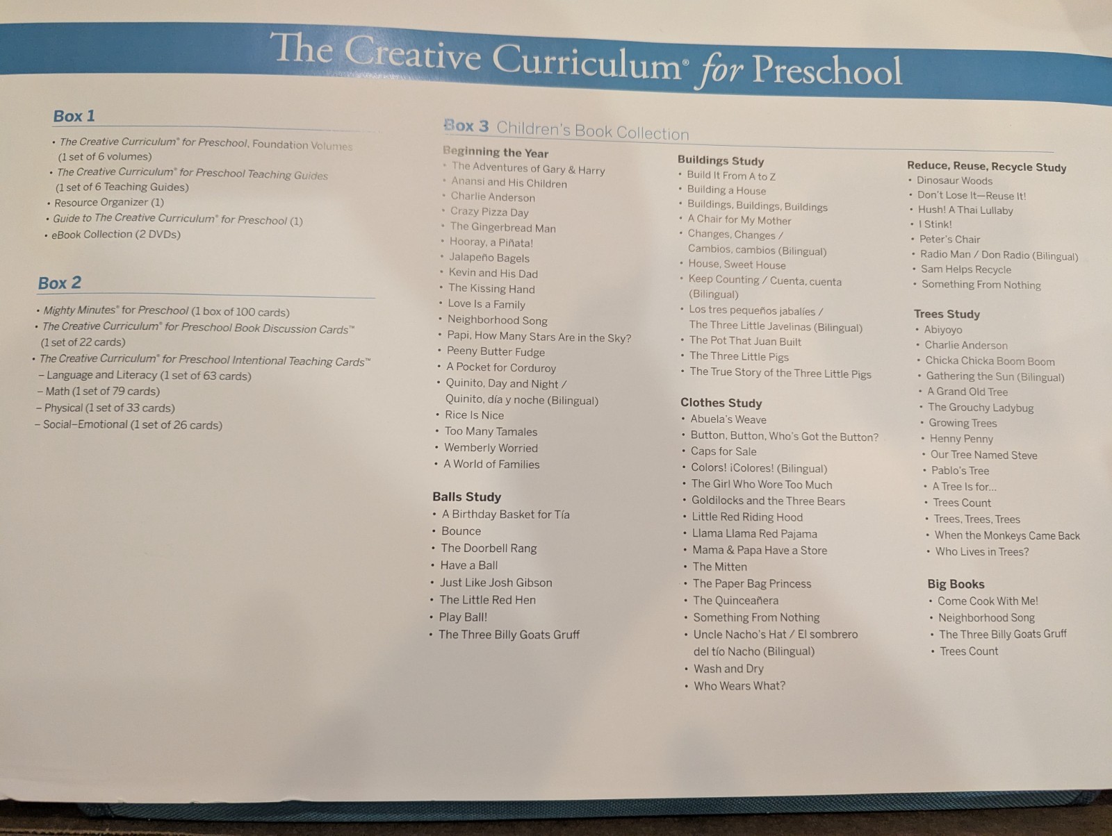 The Creative Curriculum for Preschool COMPLETE – New in Box Teaching Strategies