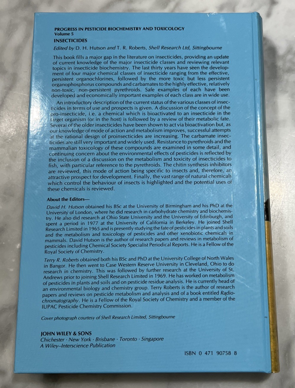 Inspecticides Volume 5 Progress in Pecticide Biochemistry & Toxicology Hutson