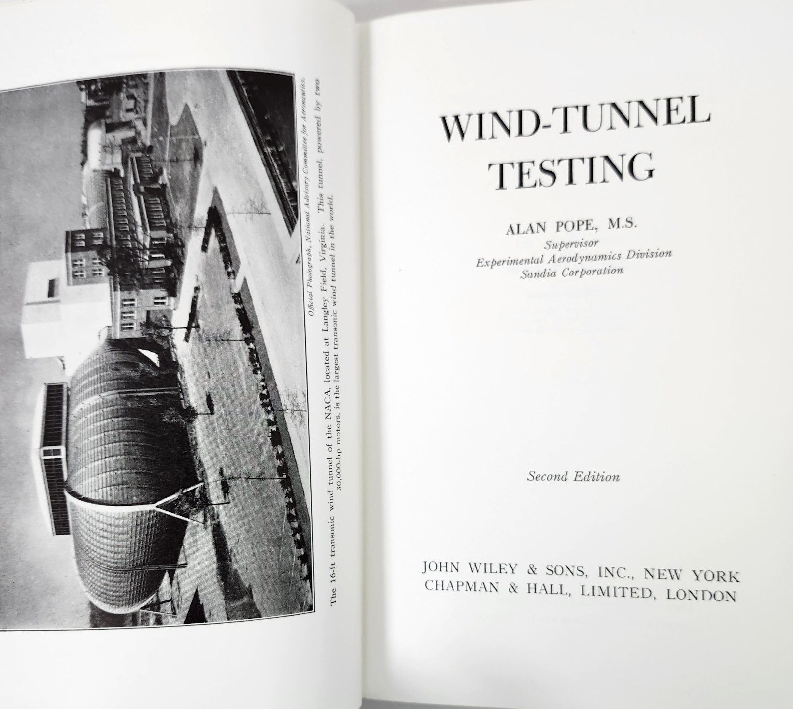 Wind-Tunnel Testing by Alan Pope -Second Ed. (1954, HC) John Wiley & Sons
