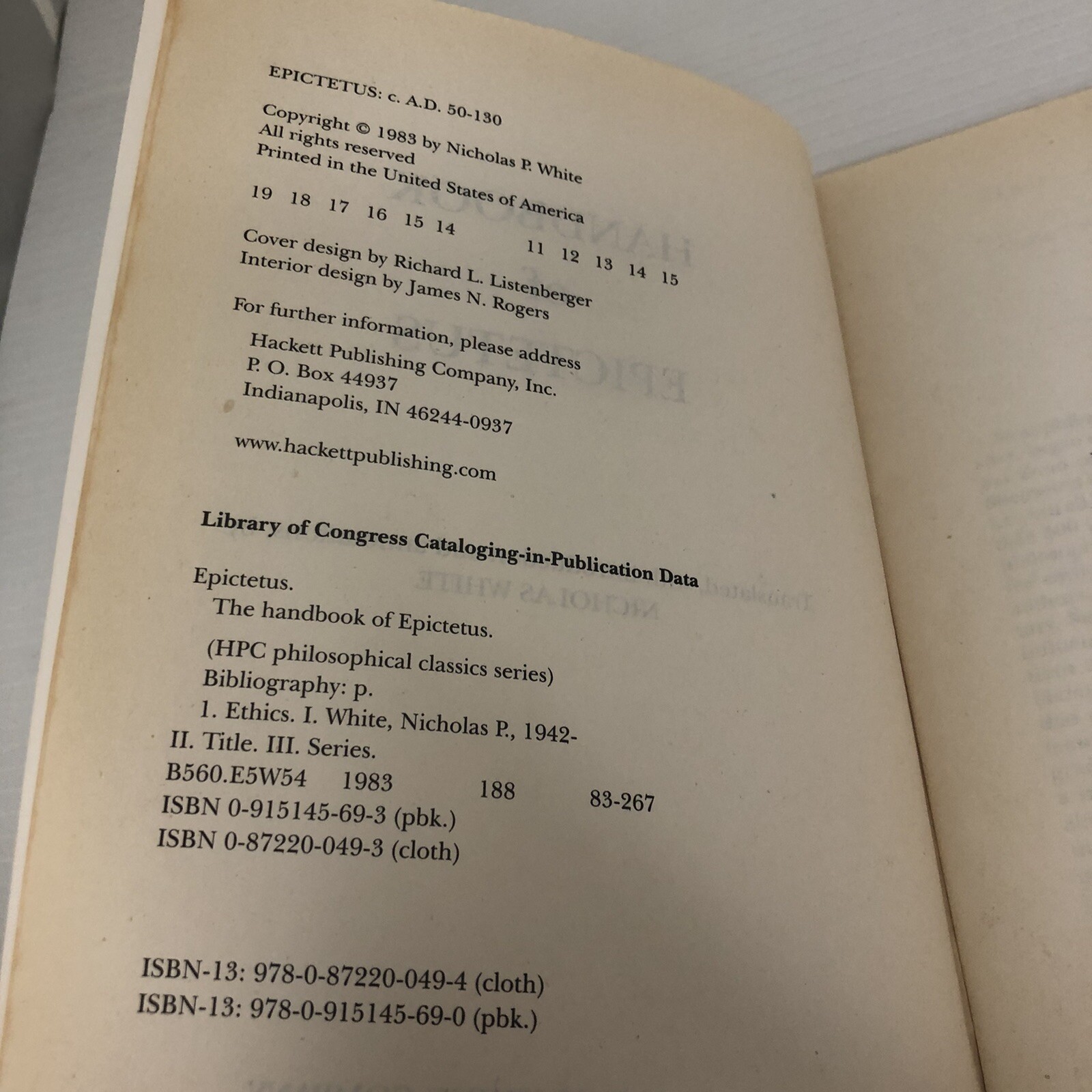 Hackett Classics Ser.: The Handbook (the Encheiridion) by Epictetus (1983, Trade