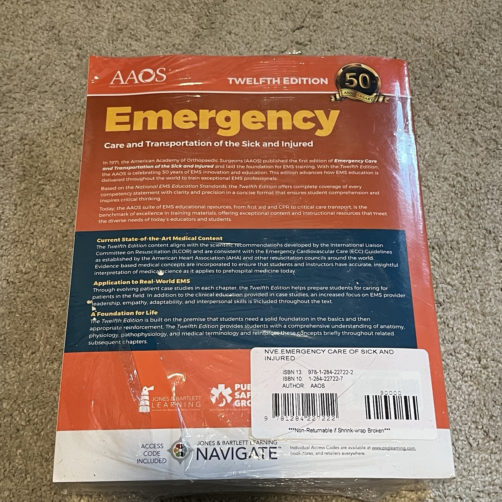 NEW AAOS Emergency Care And Transportation Of The Sick And Injured, 12th Edition