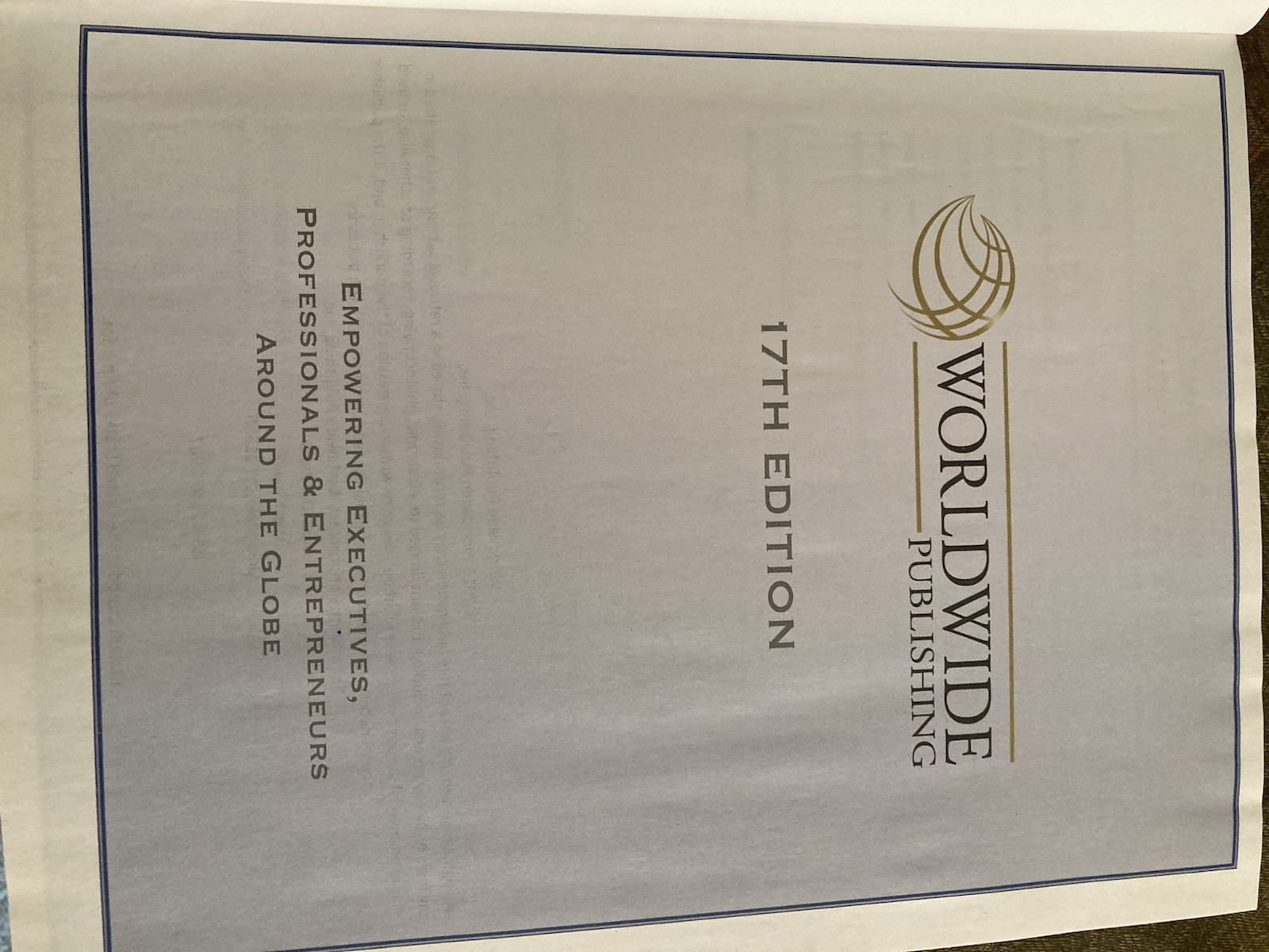 Worldwide Publishing 17th Edition Empowering Executives, Professinals. and …..