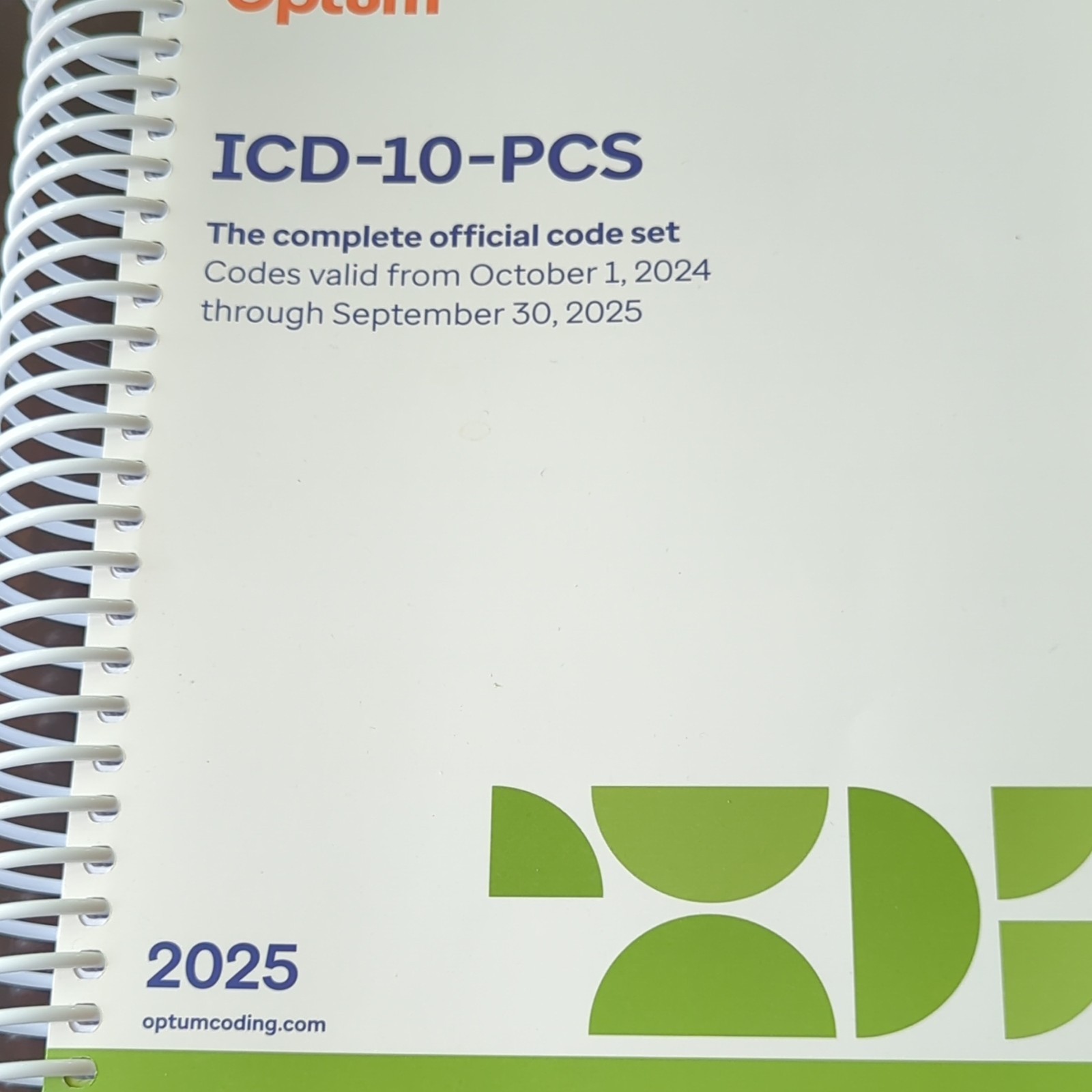 Optum360 ICD-10-PCS Complete Official Code Set 2025 Spiral Bound Textbook
