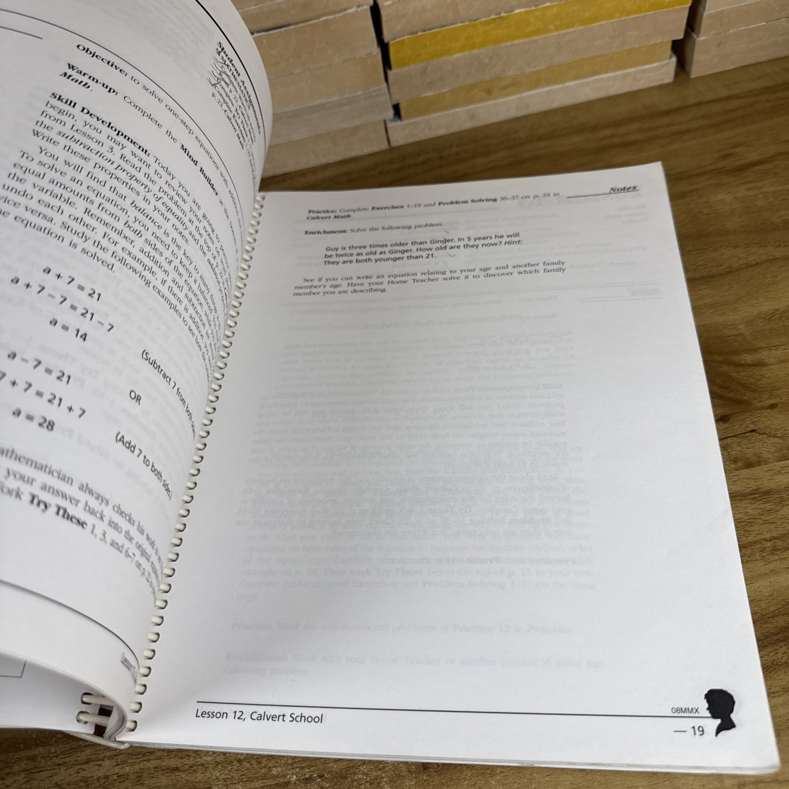 8th Grade Calvert Math Manual Spiral 08MMX0407-0607 Lesson Manual, Tests, Answer