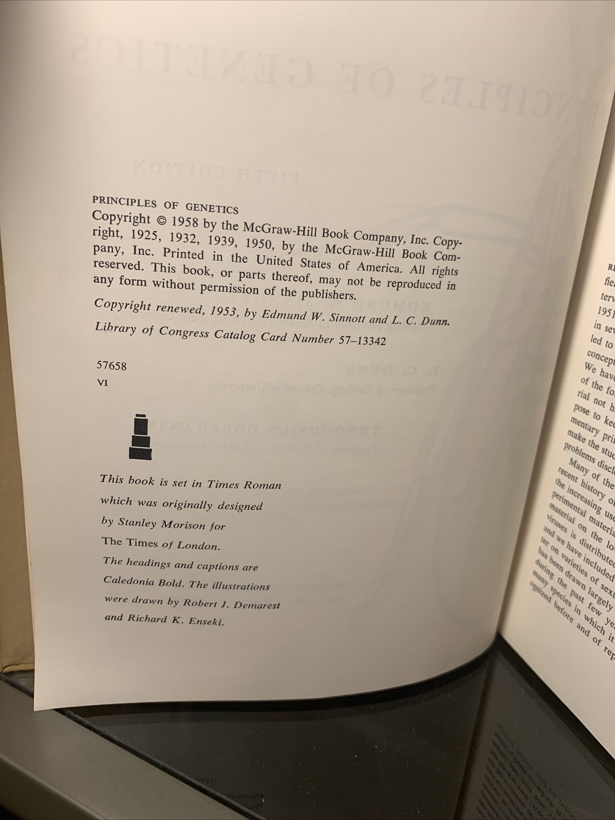 Principles of Genetics Fifth Edition 1958 Hardcover Book Edmund W. Sinnott