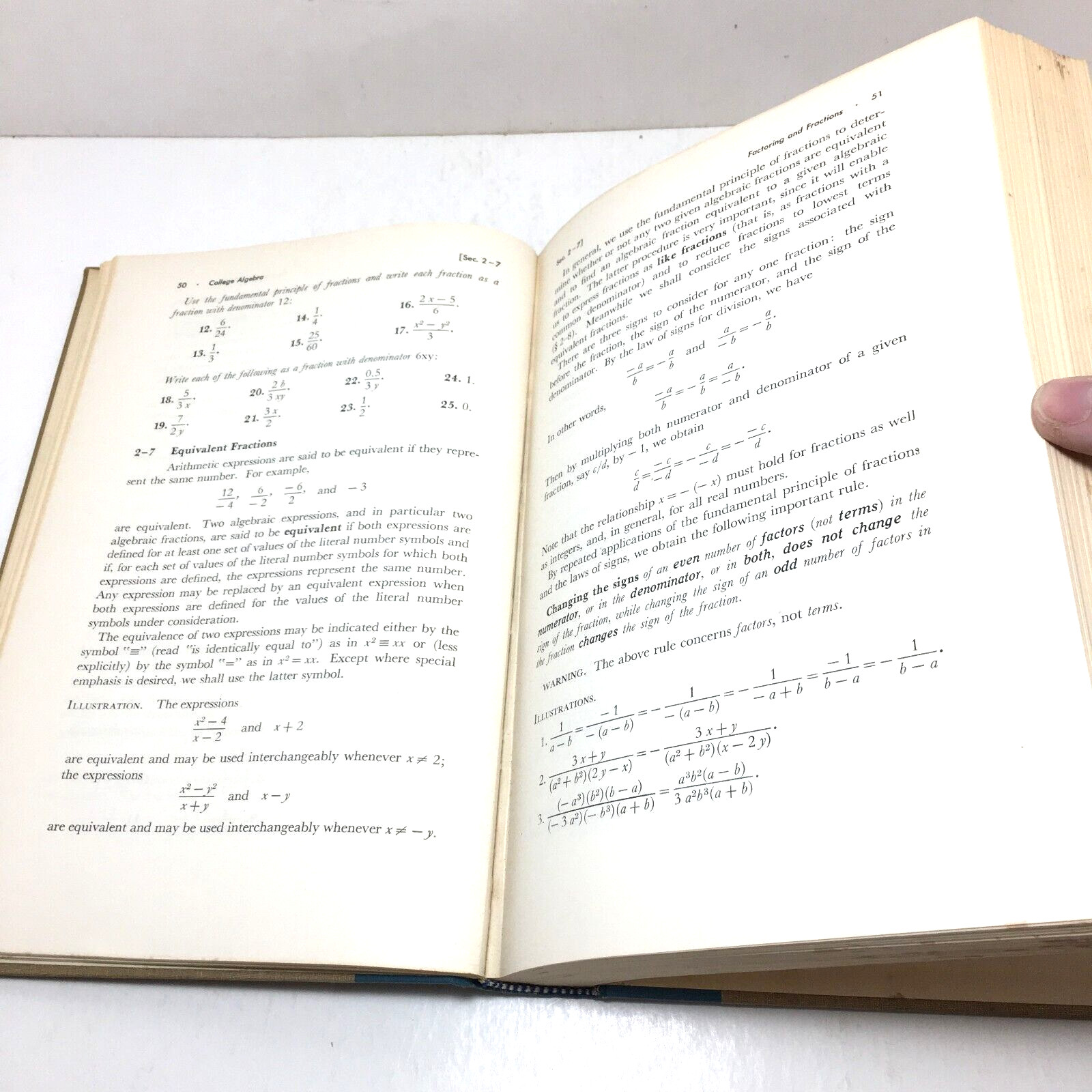 College Algebra by Rosenbach, Whitman, Meserve – 1958 hardcover book