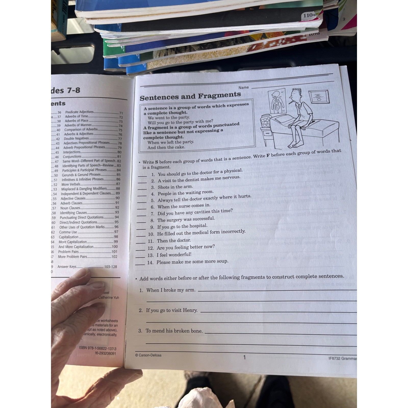 Carson Dellosa Grammar Workbook Grades 7-8 OS Red Reproducible Activities IF8732