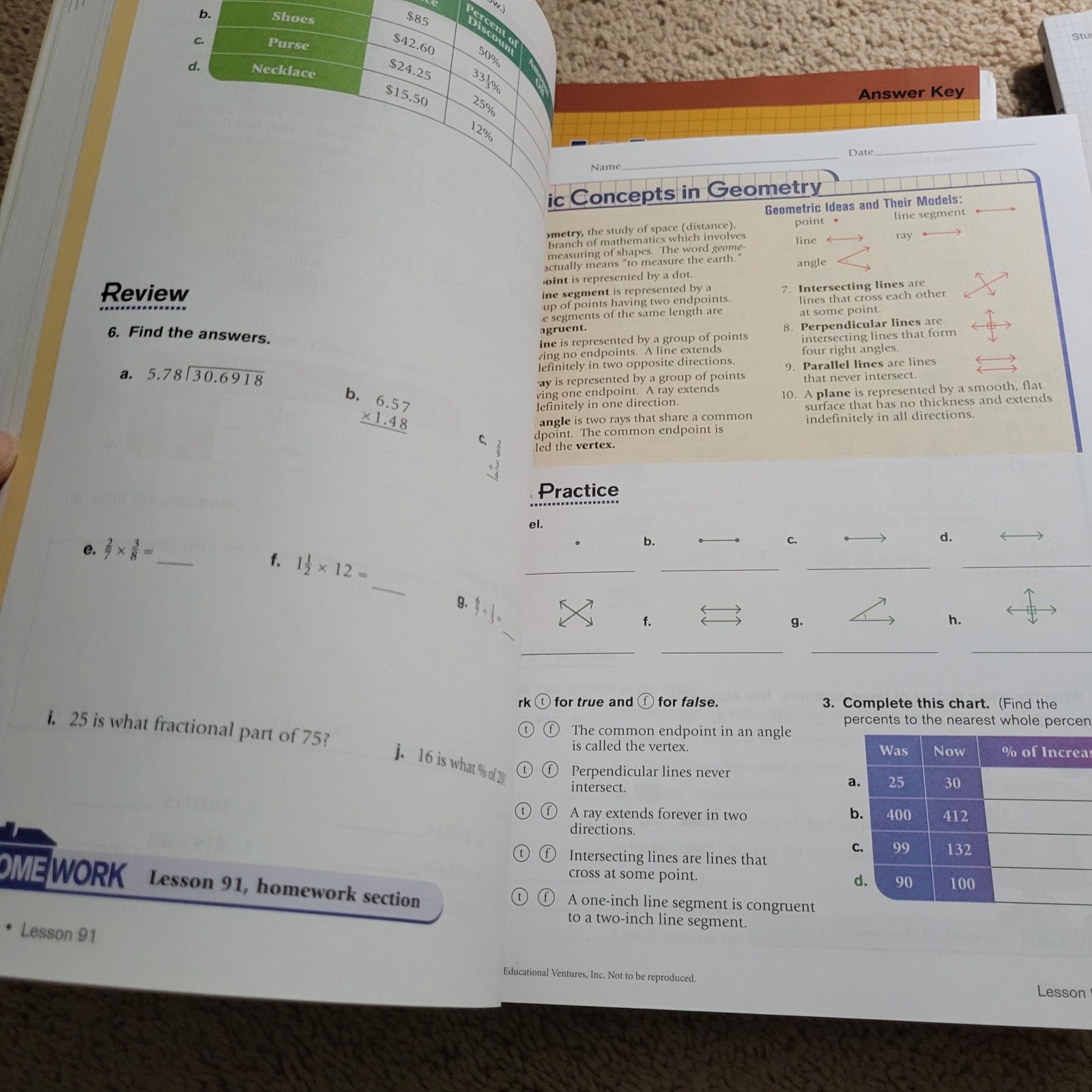 Abeka 6th Grade Math Set, 4th Edition, Teacher Keys and Student Books
