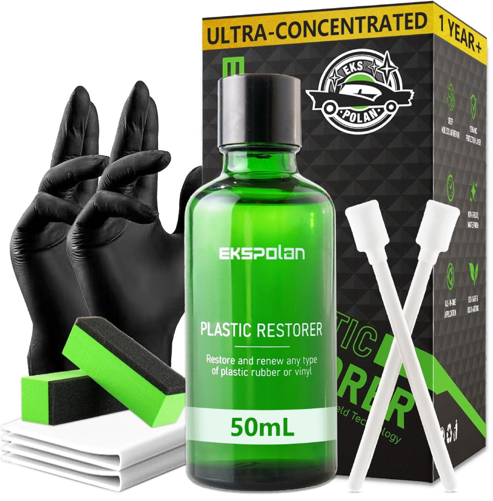 Plastic Restorer for Cars Hydrophobic Trim Ceramic Coating (50ML), Back to Black