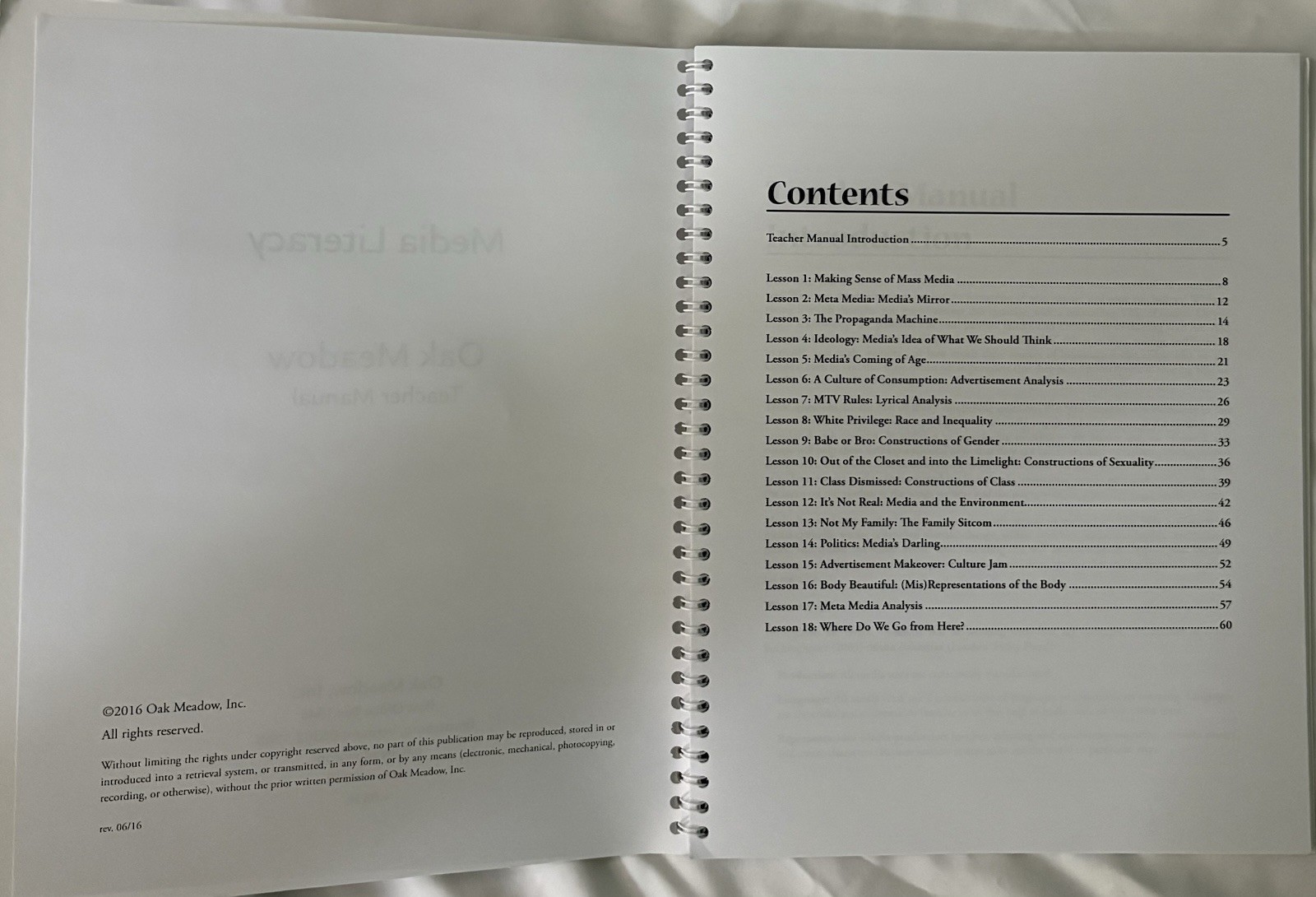 Critical Media Literacy Oak Meadow High School Course Book/Text/Teacher Manual