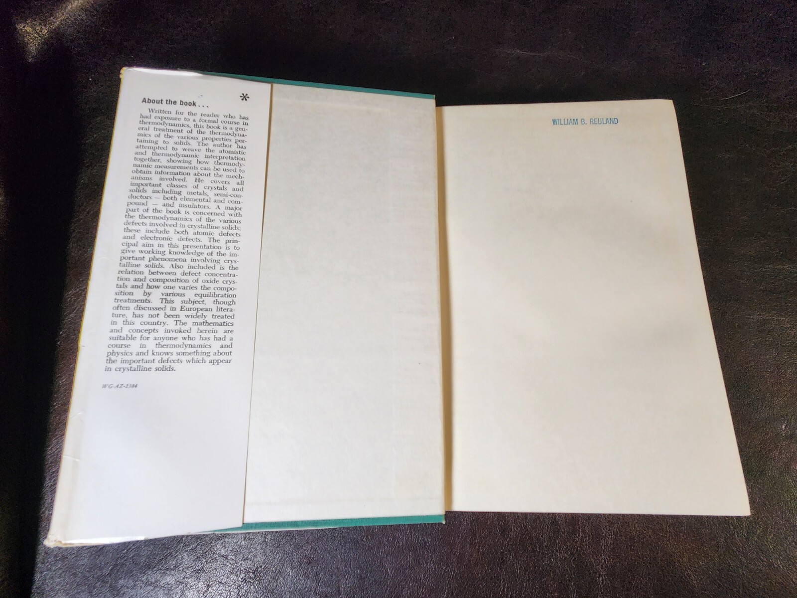 Thermodynamics of Solids, Richard Sealin, John Wiley & Sons, 1962. HC/DJ/G