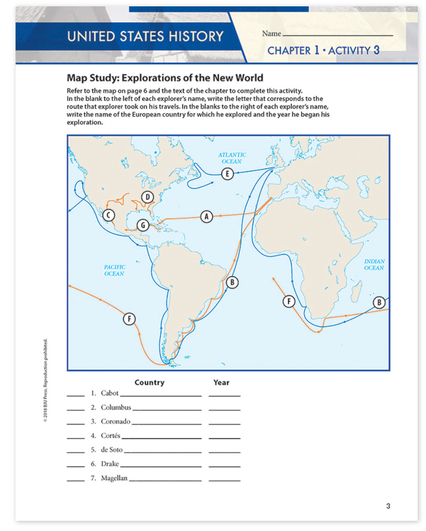 NEW BJU 11th grade UNITED STATES HISTORY STUDENT ACTIVITIES 506675 US 5th E
