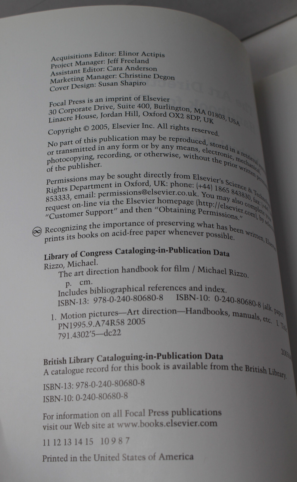 Art Direction Handbook for Film by Michael Rizzo (2005, Focal Press)