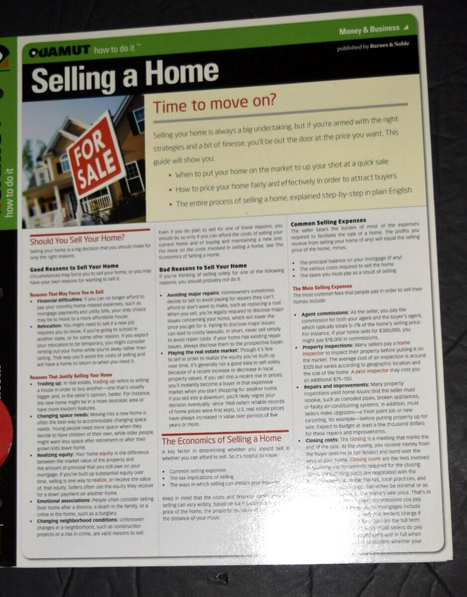 UAMUT “SELLING a HOME,” 6 Pages, Laminated, (8.50″ x 11.00″) New, (c) 2007